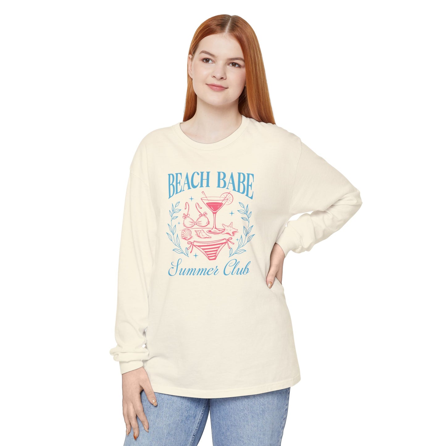 Beach Babe Long Sleeve T-Shirt, Beach Vacation Top, Summer Club Shirt, Casual Summer Wear, Gift for Beach Lovers