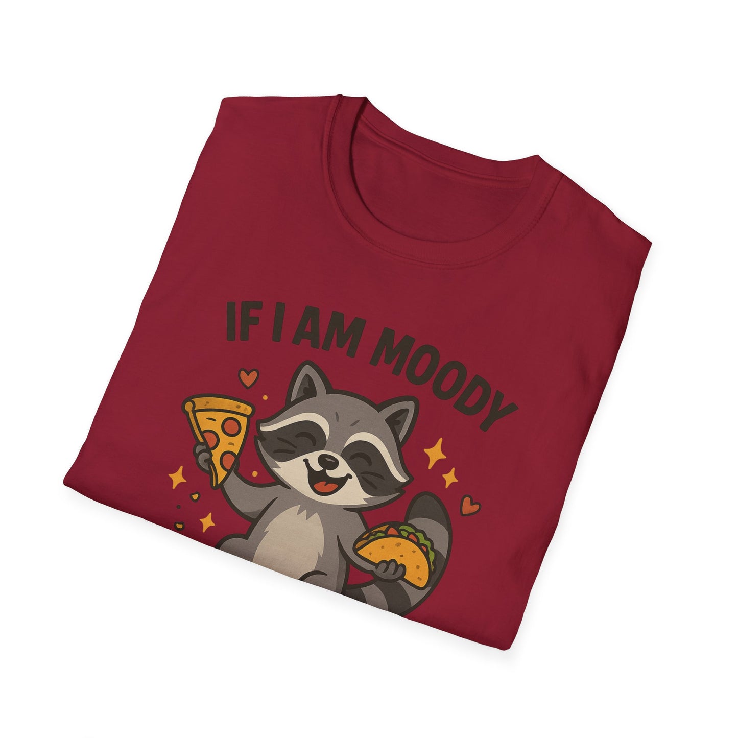 Funny Moody Raccoon T-Shirt - 'If I Am Moody Then Give Me Foody'