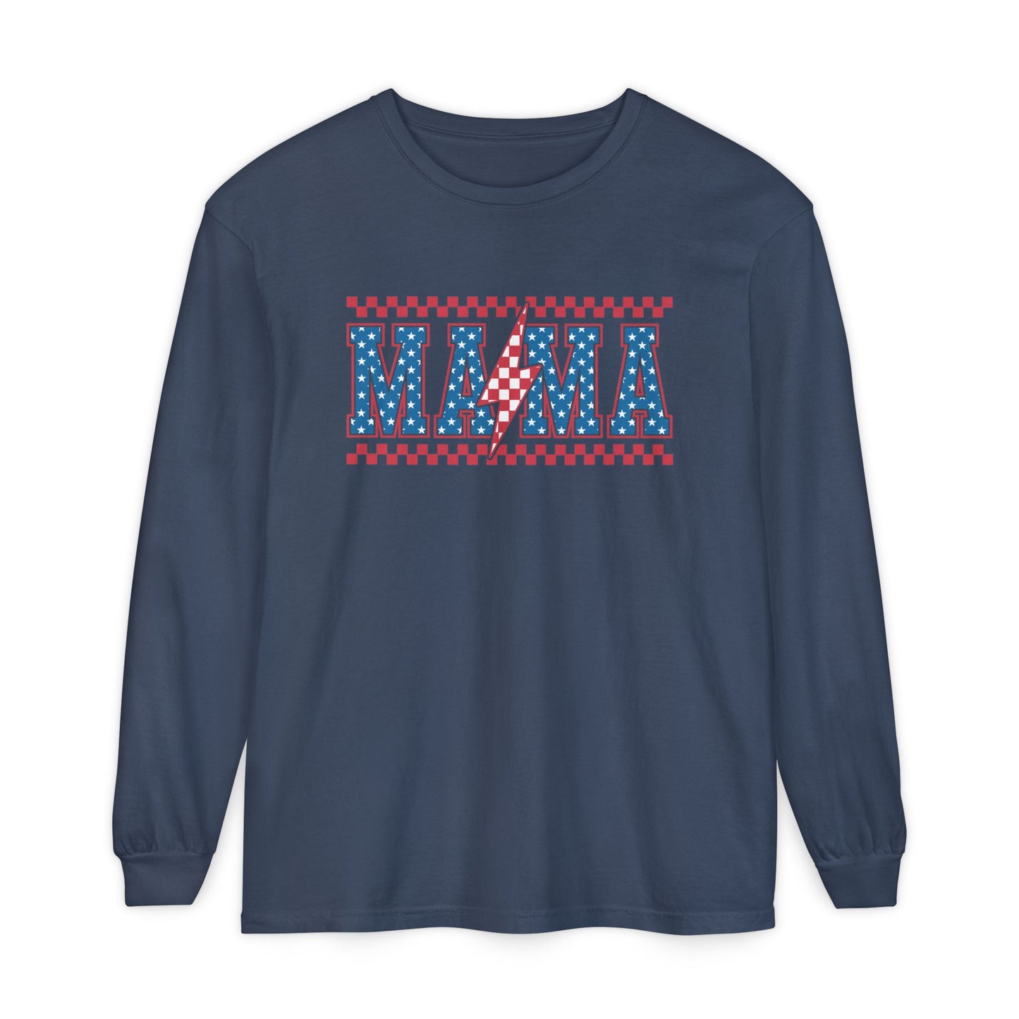 Unisex Long Sleeve T-Shirt, Festive Mama Top, Gift for Moms, Summer BBQ Shirt, Patriotic Apparel, Casual Everyday Wear
