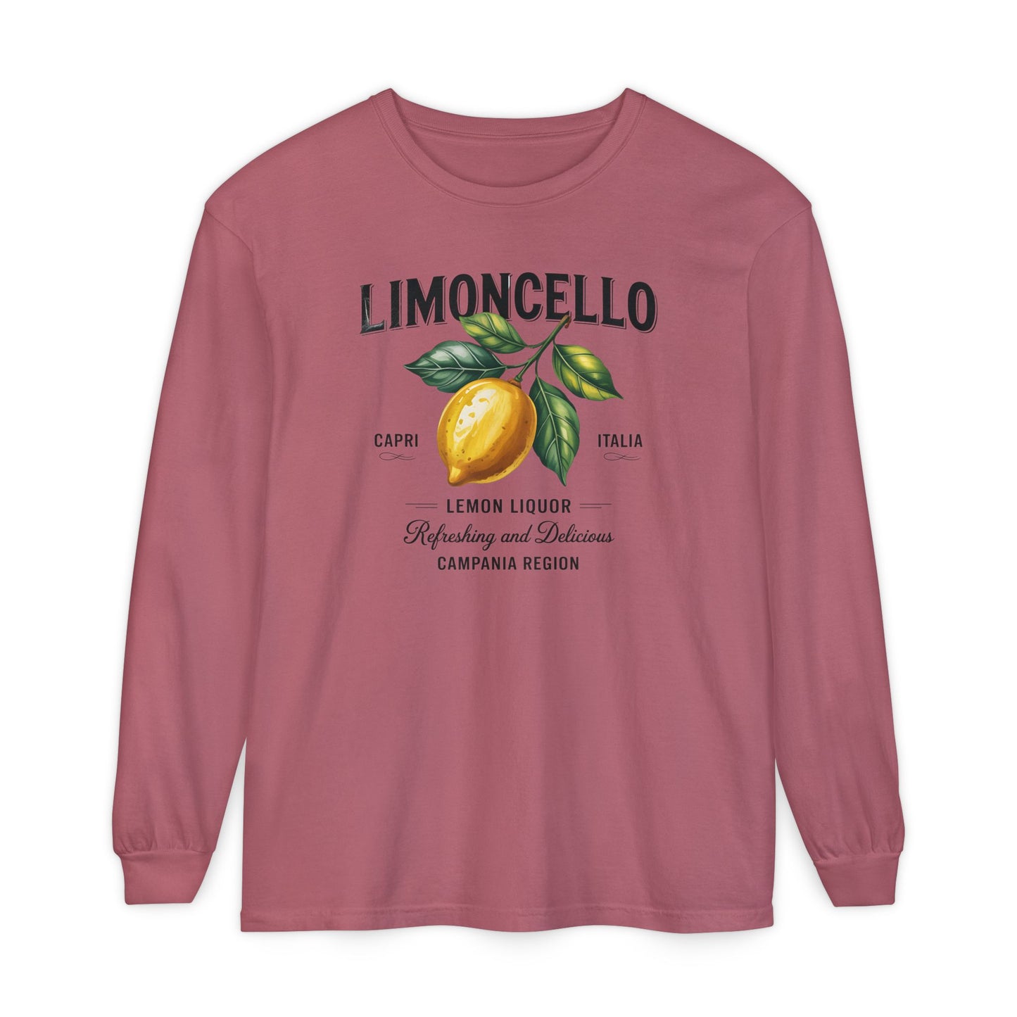 Limoncello Long Sleeve Tee, Easygoing Style, Perfect for Summer Gatherings, Gift for Lemon Lovers, Relaxed Fit T-Shirt