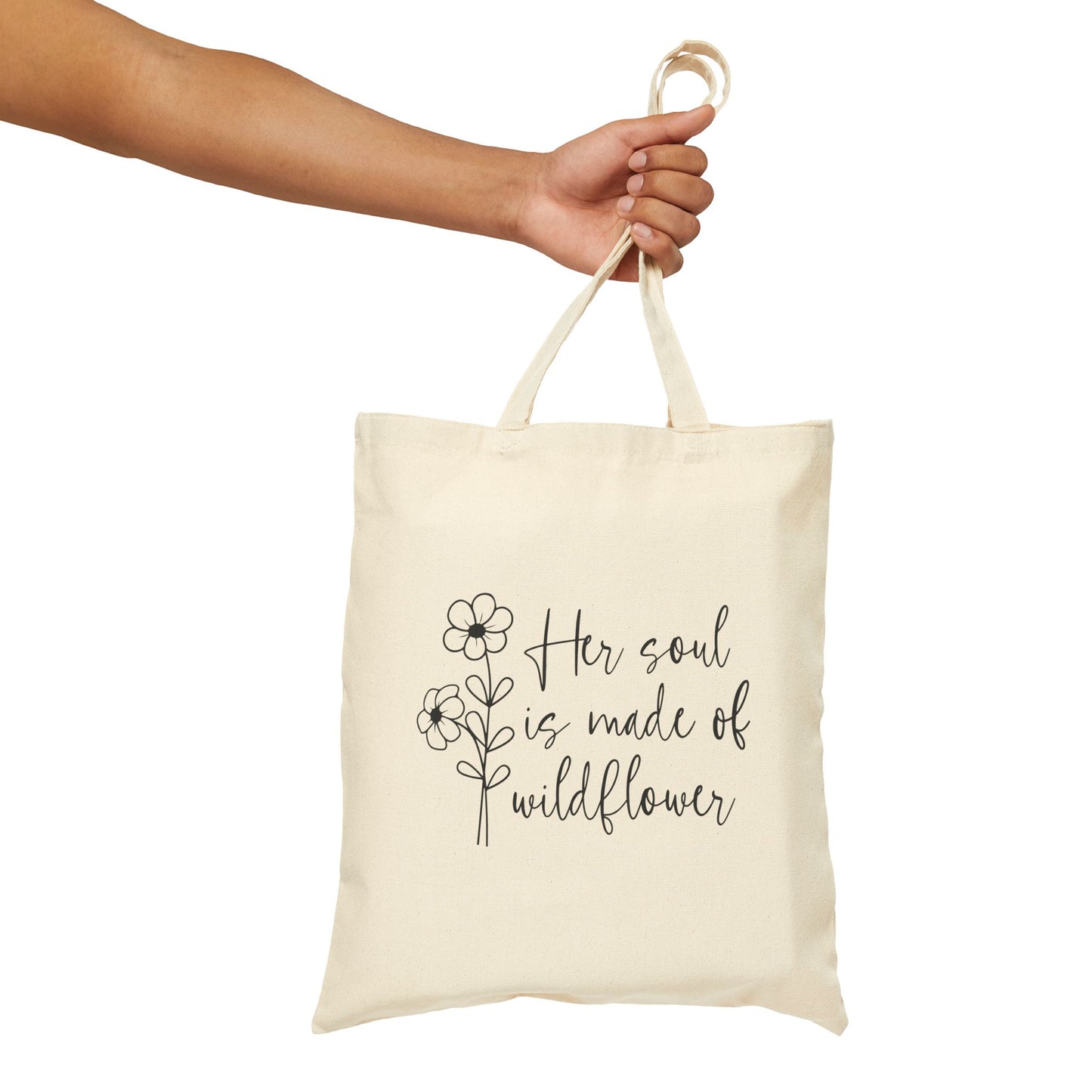 Wildflower Soul Cotton Canvas Tote Bag | Eco-Friendly Shopping Bag, Beach Tote, Gift Bag, Floral Tote, Reusable Grocery Bag