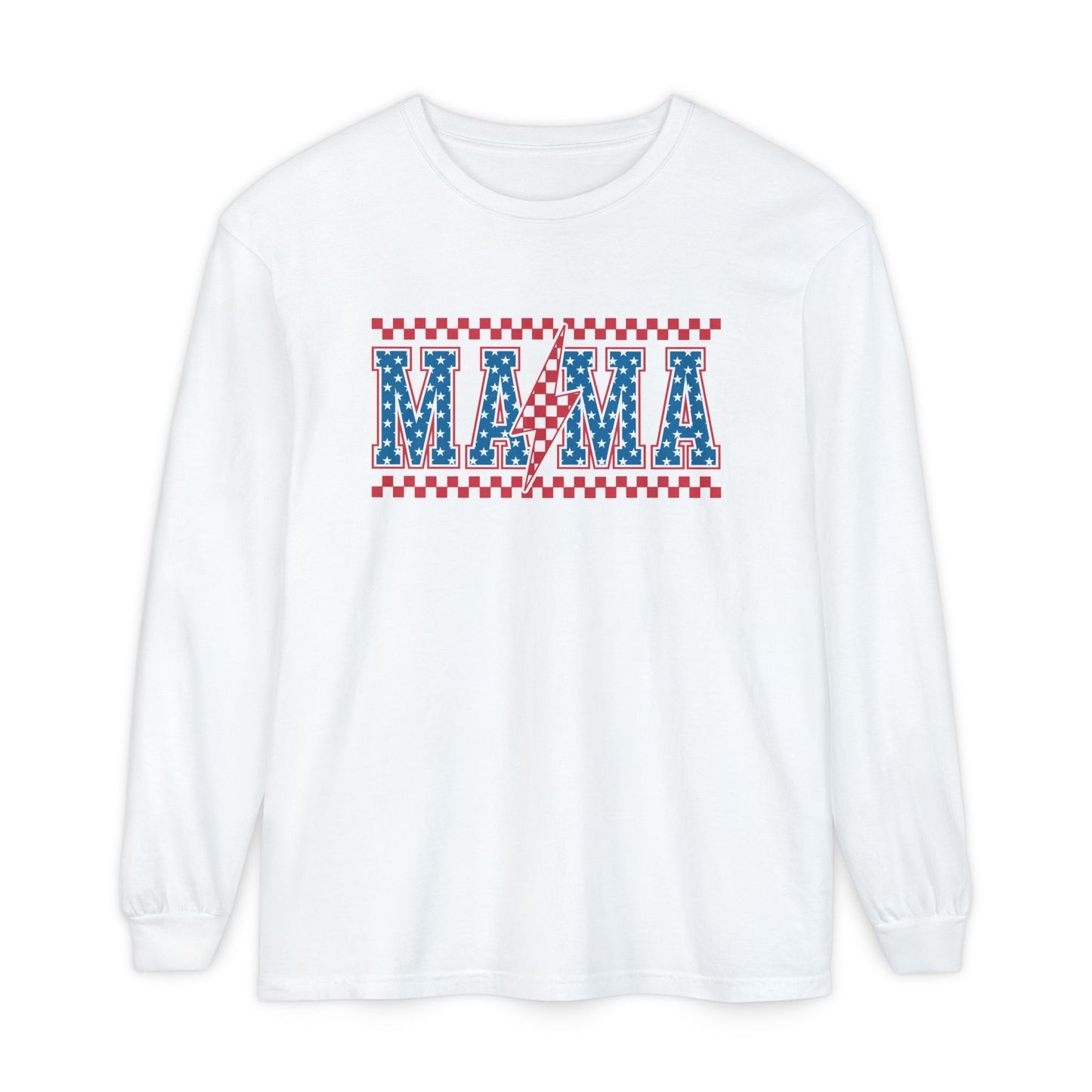 Unisex Long Sleeve T-Shirt, Festive Mama Top, Gift for Moms, Summer BBQ Shirt, Patriotic Apparel, Casual Everyday Wear