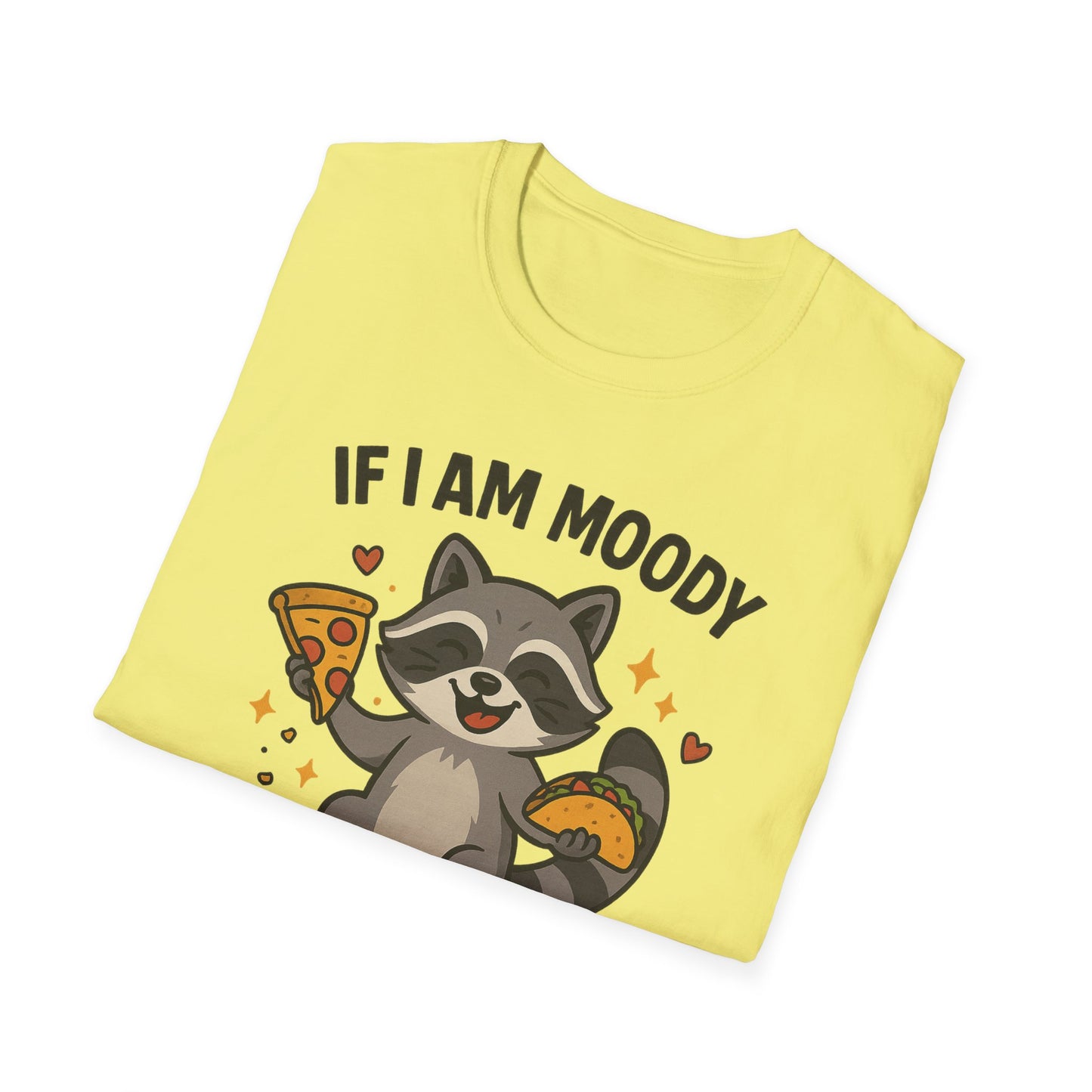 Funny Moody Raccoon T-Shirt - 'If I Am Moody Then Give Me Foody'