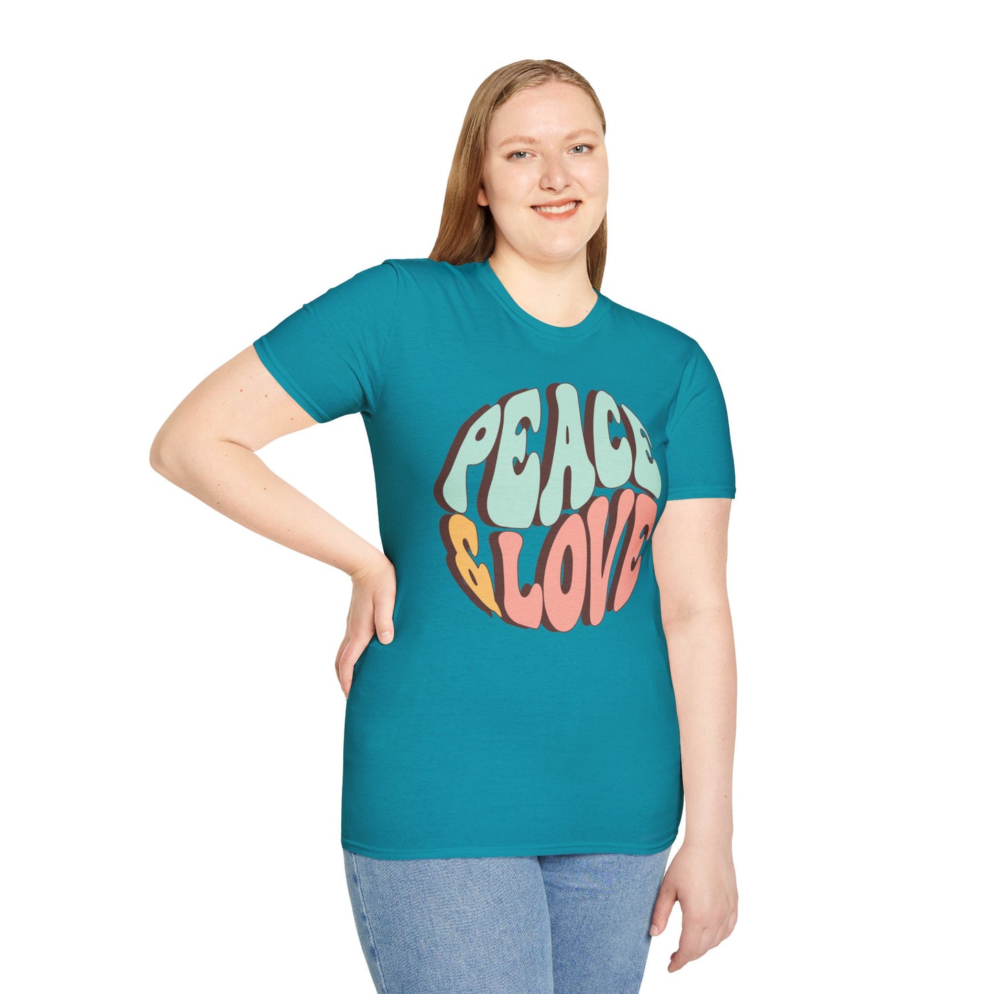 Peace & Love Unisex Softstyle T-Shirt - Retro Vibe for Casual Outings