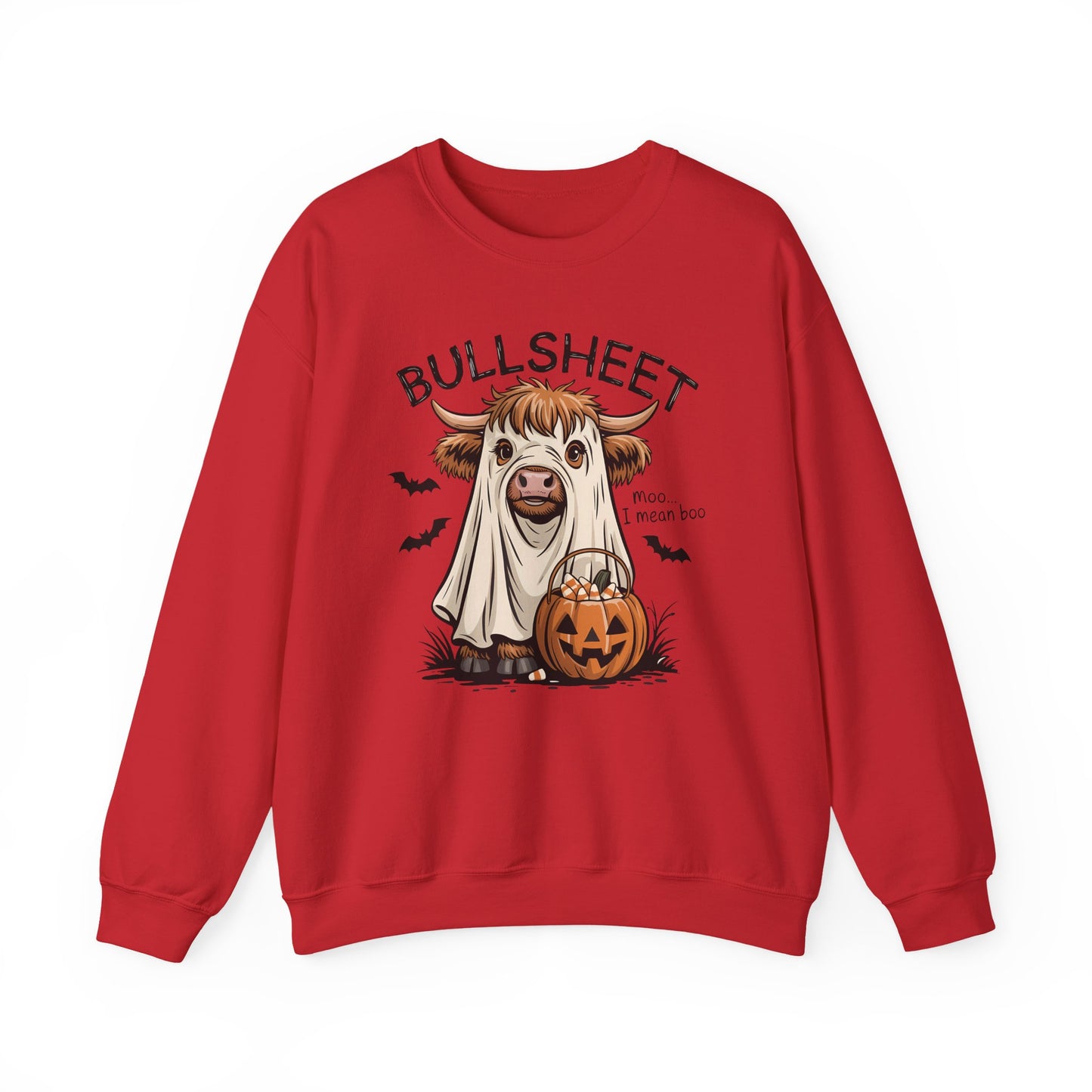 Halloween Cow Sweatshirt, Funny Ghost Cow Crewneck, Bullsheets Sweatshirt for Fall, Cozy Halloween Apparel, October Gift