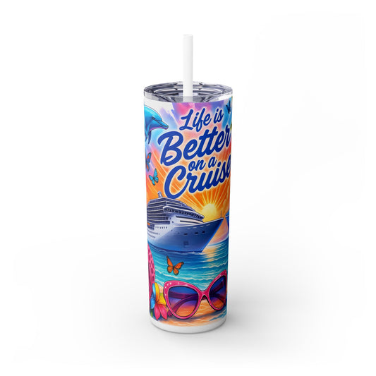 Cruise Life Skinny Tumbler, 20oz - Drinkware for Travel Lovers, Summer Vibes, Beach Parties, Gifts for Cruisers, Nautical Decor