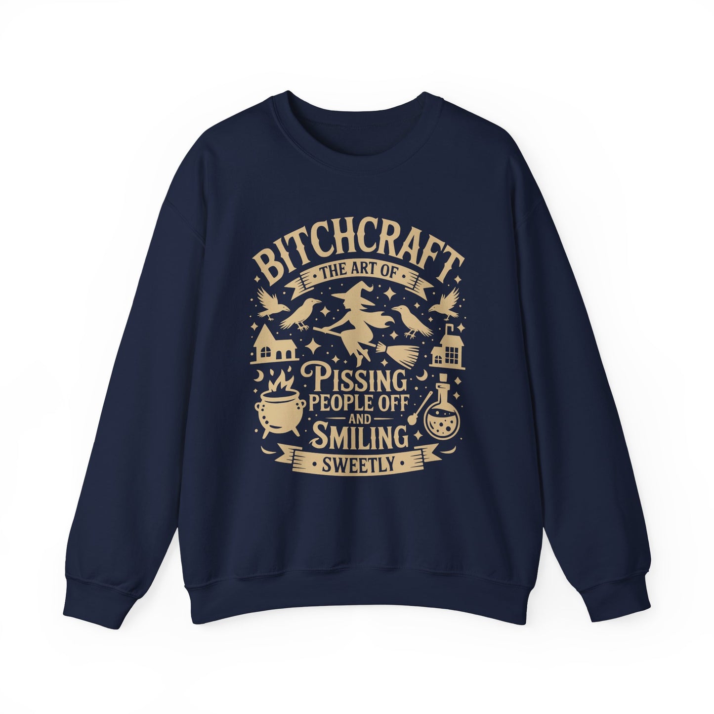 Bitchcraft Crewneck Sweatshirt, Cozy Witchy Apparel, Halloween Gift, Unisex Sweatshirt, Unique Gift for Her, Spooky Season Clothing
