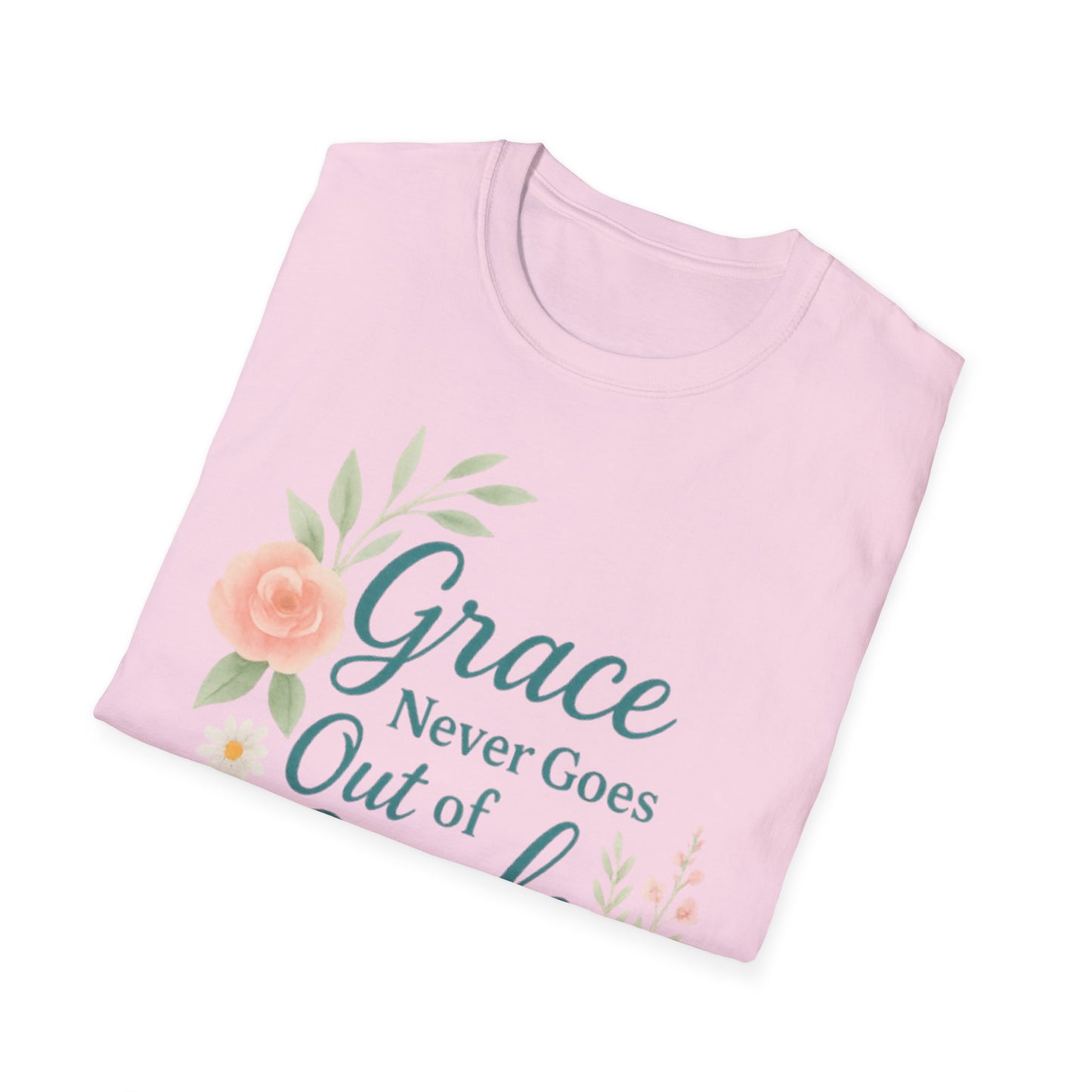 Grace Never Goes Out of Style - Floral Quote T-Shirt