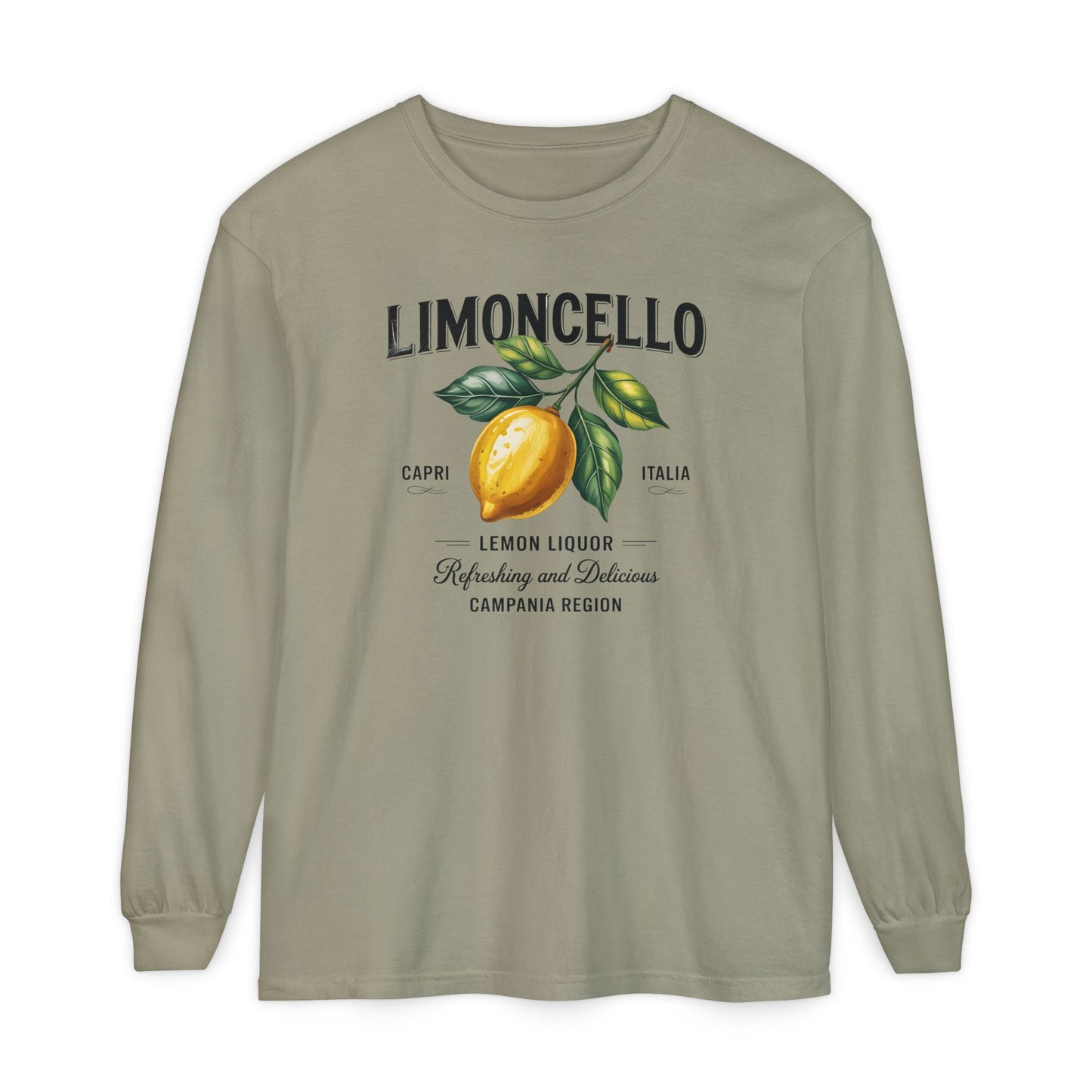 Limoncello Long Sleeve Tee, Easygoing Style, Perfect for Summer Gatherings, Gift for Lemon Lovers, Relaxed Fit T-Shirt