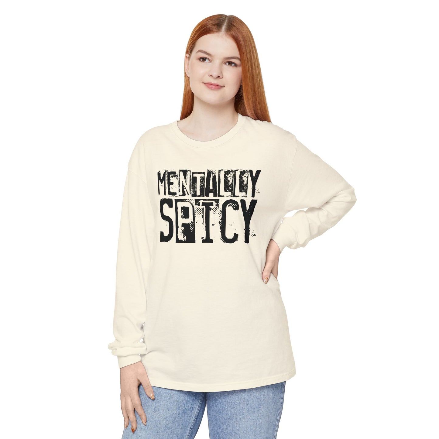 Mentally Spicy - Long Sleeve Tee - Fun Graphic Shirt for Casual Wear, Gift for Friends, Quirky Apparel for Everyday Comfort, [...]