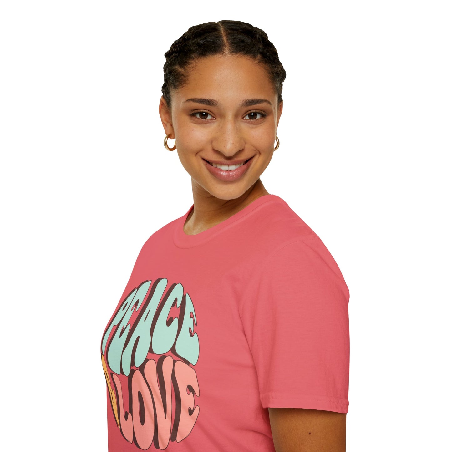 Peace & Love Unisex Softstyle T-Shirt - Retro Vibe for Casual Outings