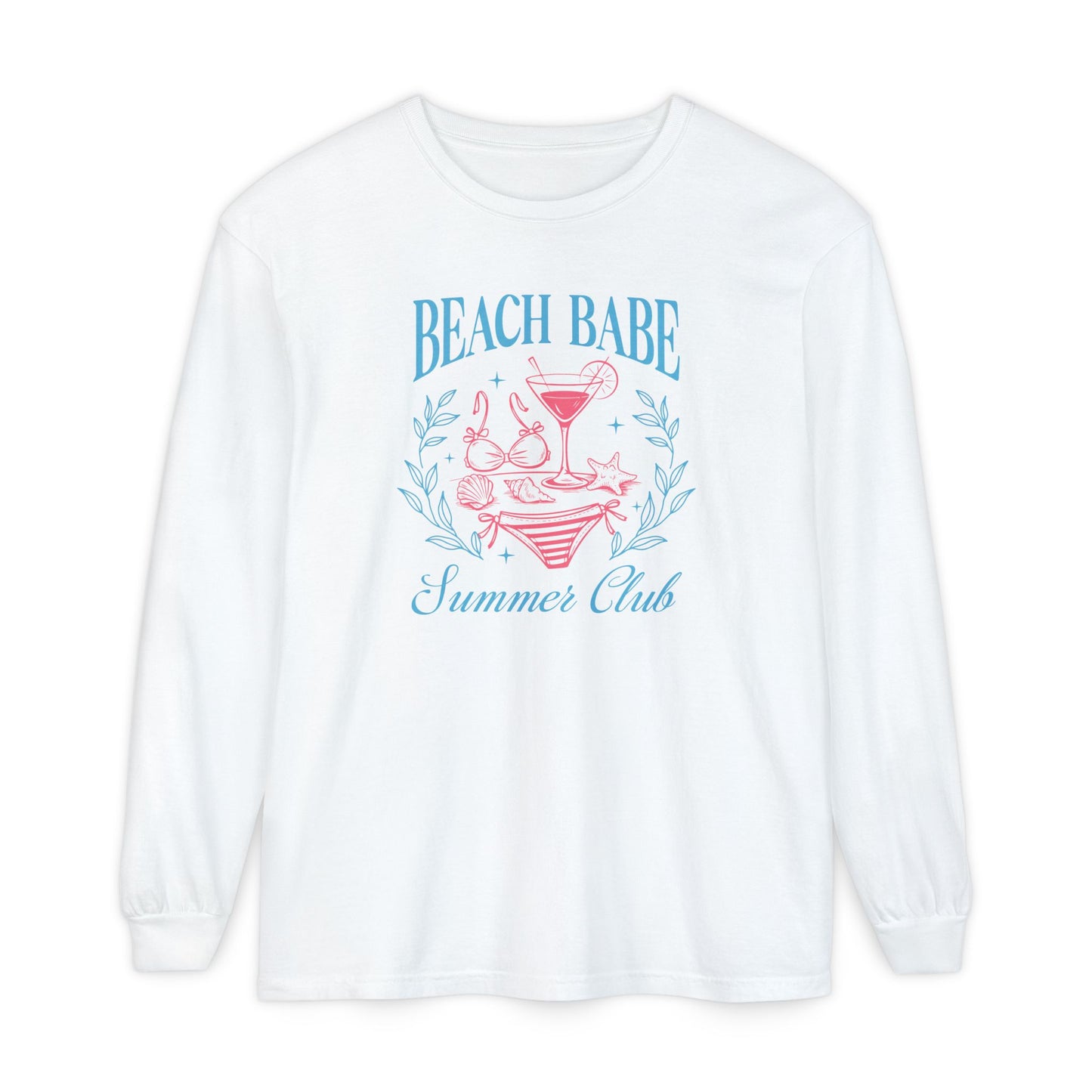 Beach Babe Long Sleeve T-Shirt, Beach Vacation Top, Summer Club Shirt, Casual Summer Wear, Gift for Beach Lovers