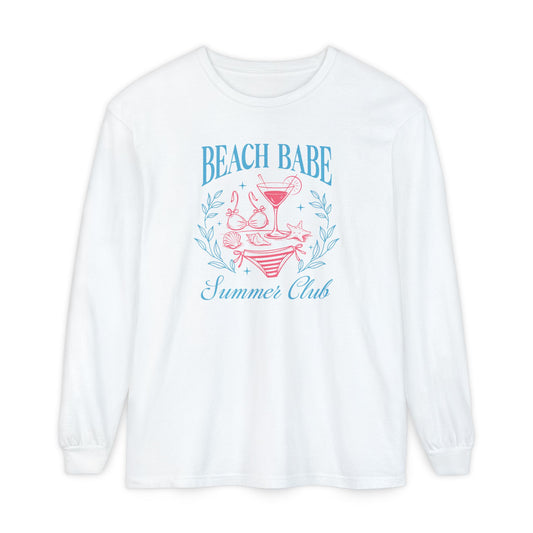 Beach Babe Long Sleeve T-Shirt, Beach Vacation Top, Summer Club Shirt, Casual Summer Wear, Gift for Beach Lovers