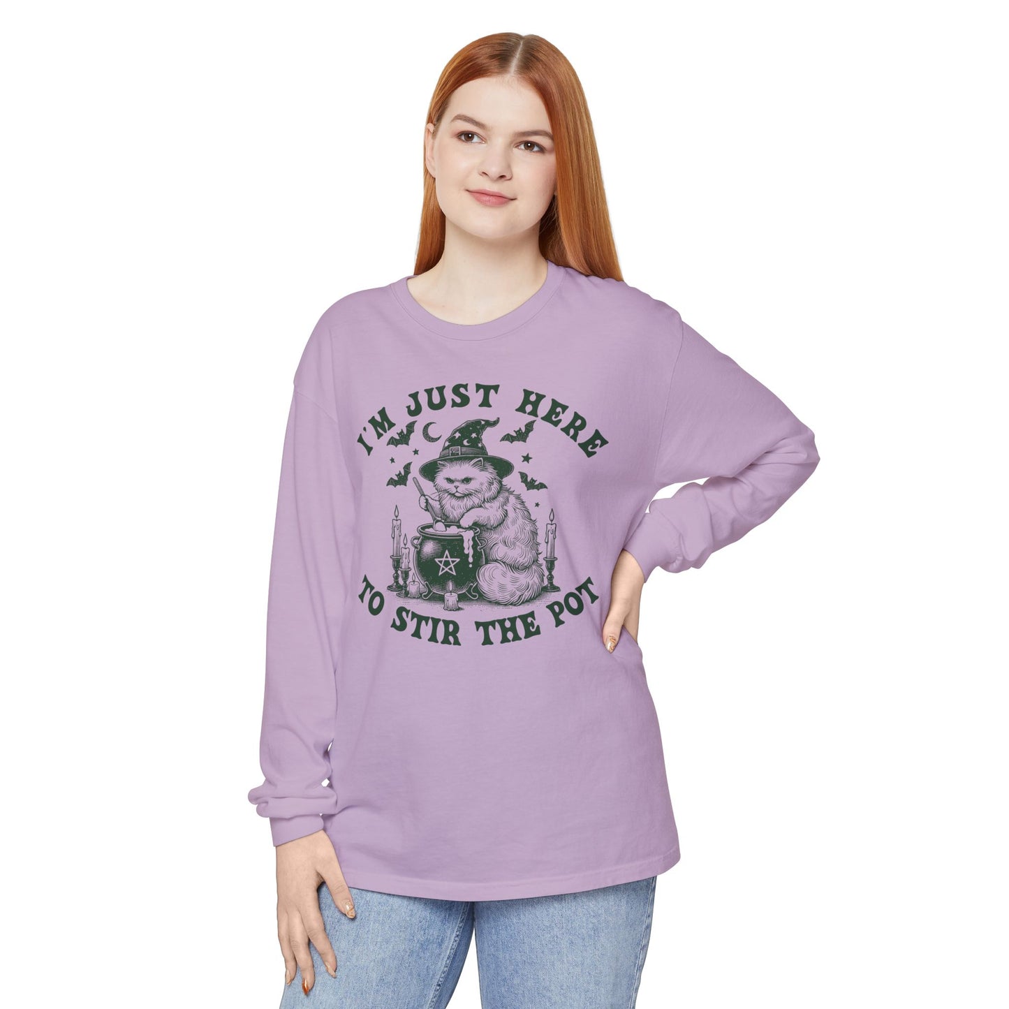 Cozy Witchy Long Sleeve T-Shirt, Halloween Tee, Gift for Friends, Unisex Graphic Shirt, Fun Casual Wear, Magical Humor Apparel