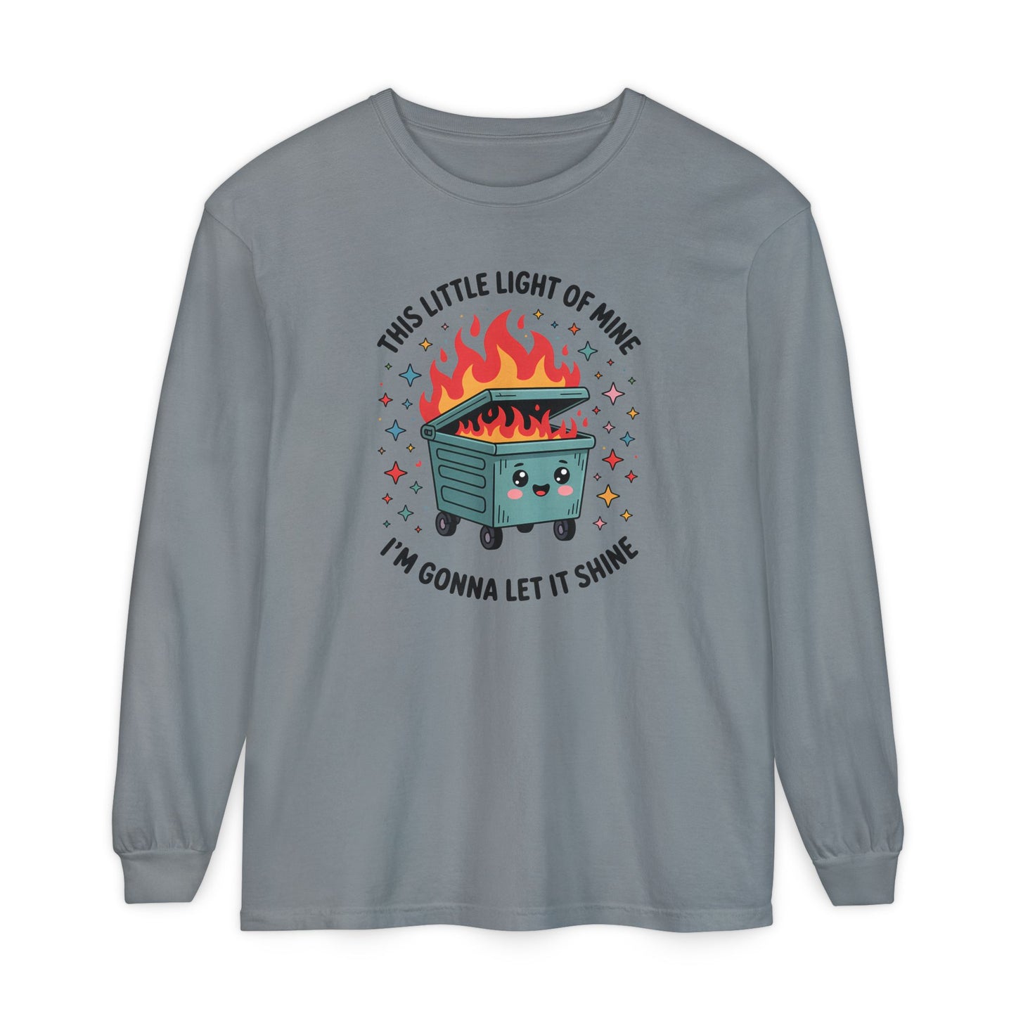 Cute Dumpster Fire Long Sleeve T-Shirt, Graphic Tee for Fun, Quirky Gift, Casual Outfit, Perfect for Summer, Lighthearted Apparel