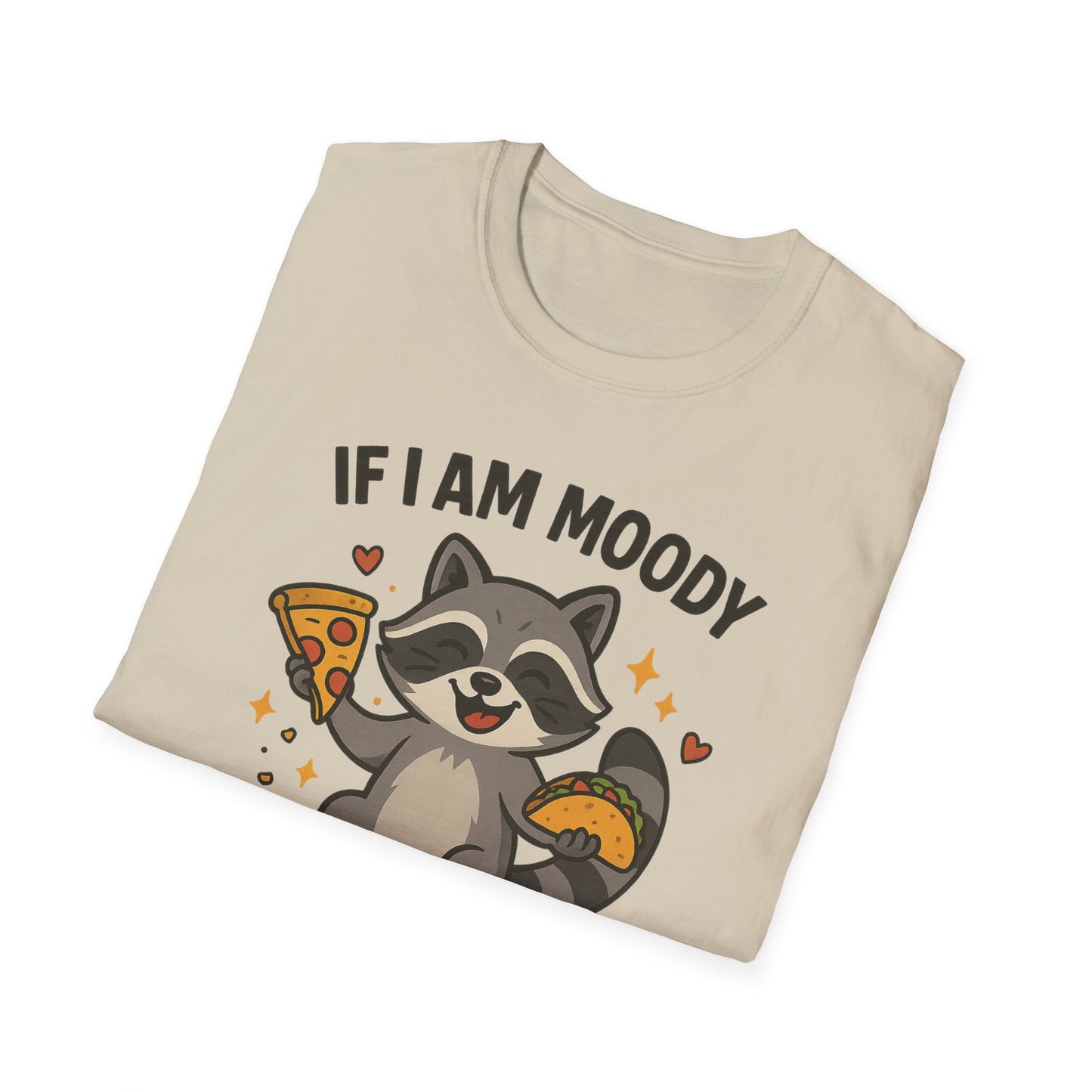 Funny Moody Raccoon T-Shirt - 'If I Am Moody Then Give Me Foody'
