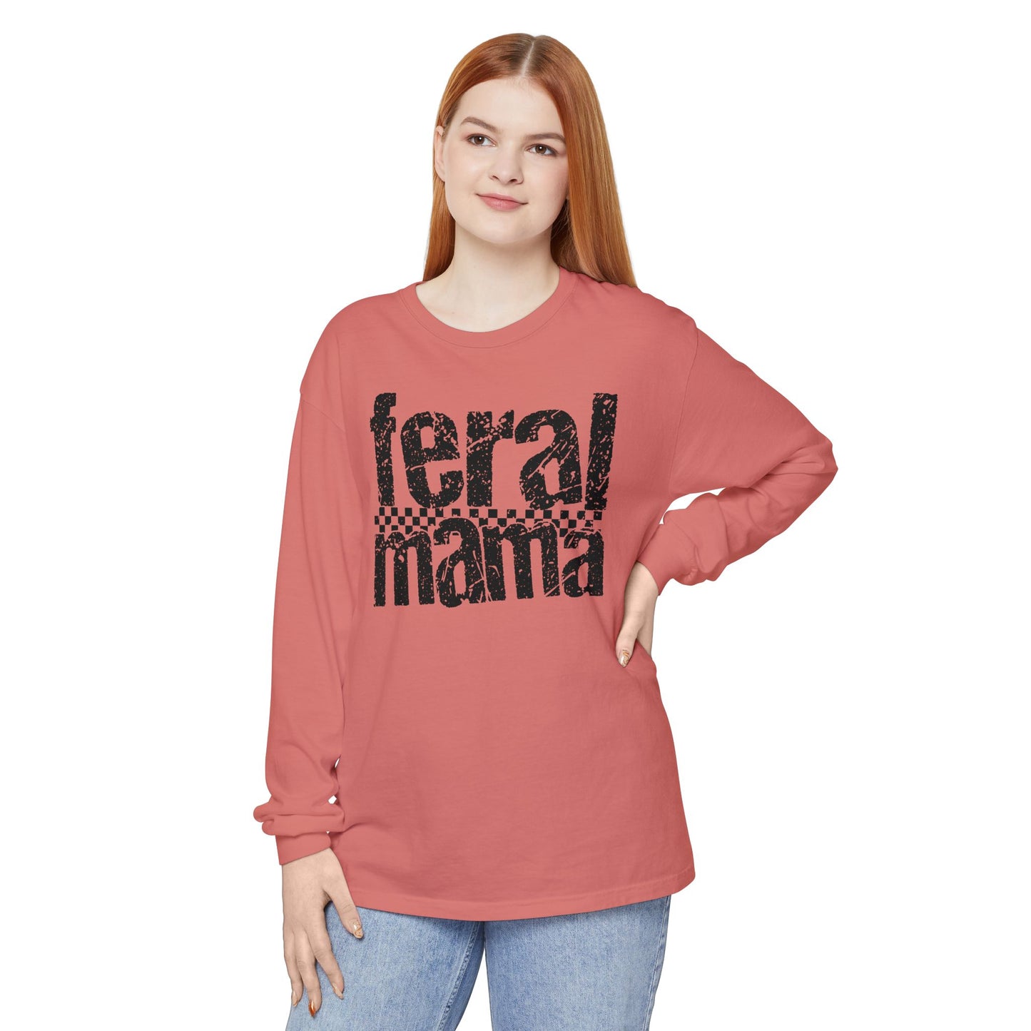 Feral Mama Long Sleeve T-Shirt - Stylish Casual Wear, Great for Moms, Gifts for Mother's Day, Birthday Apparel, Everyday Comfort