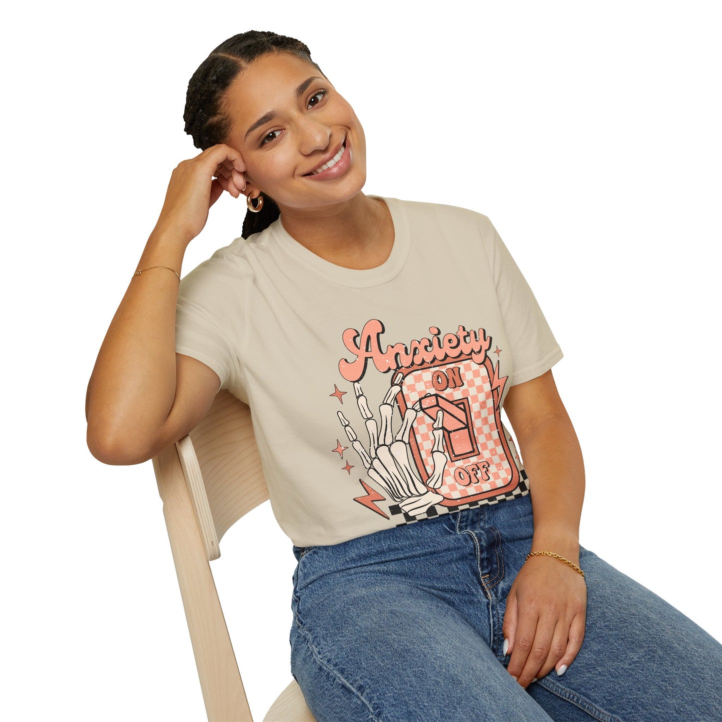 Anxiety On/Off Unisex Softstyle T-Shirt - Trendy Graphic Tee