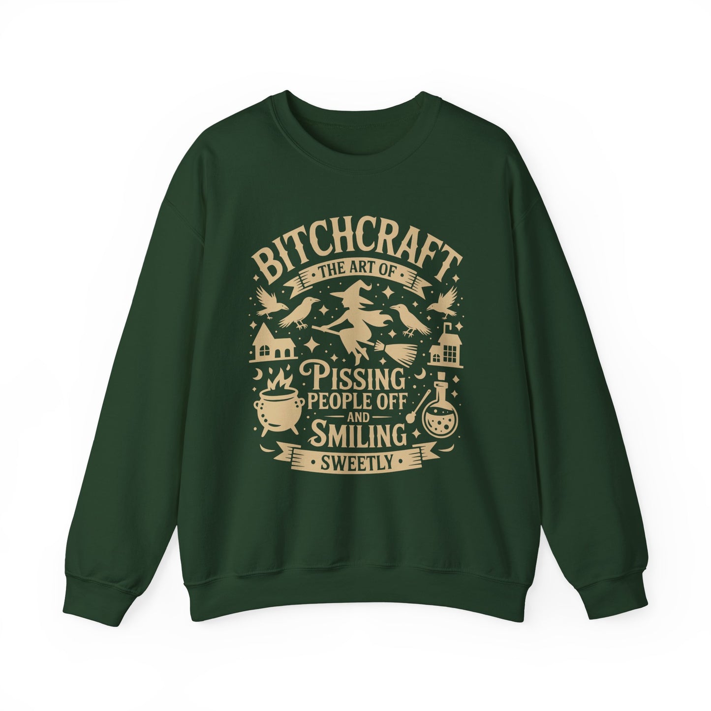 Bitchcraft Crewneck Sweatshirt, Cozy Witchy Apparel, Halloween Gift, Unisex Sweatshirt, Unique Gift for Her, Spooky Season Clothing
