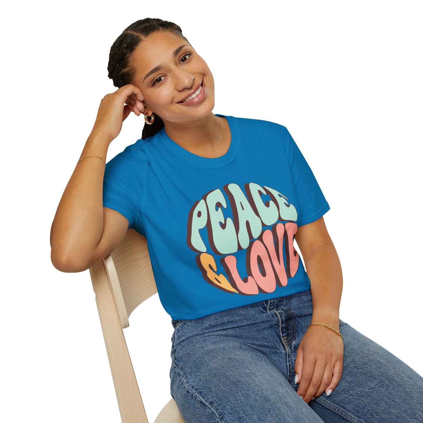 Peace & Love Unisex Softstyle T-Shirt - Retro Vibe for Casual Outings