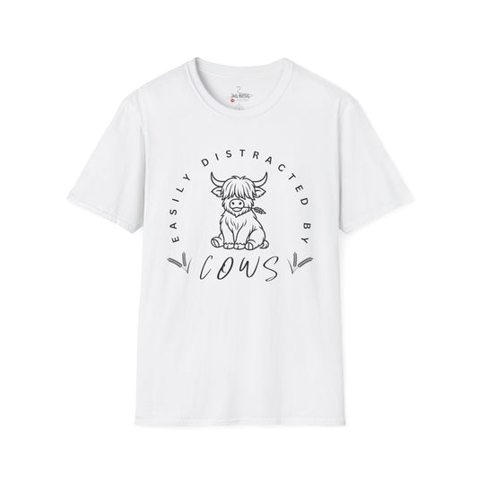 Easily Distracted by Cows - Graphic Tee, Funny Cow Tee, Animal Lover Shirt, Farm Life Gift, Casual Everyday Wear