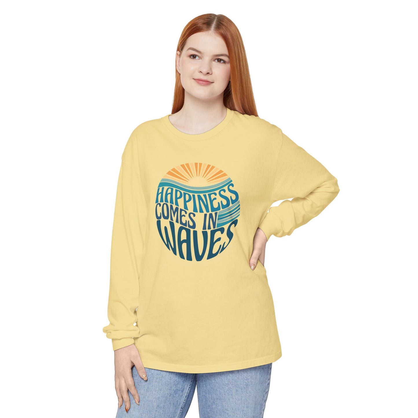 Happiness Comes in Waves Tee, Beachwear, Casual Outfit, Gift for Ocean Lovers, Summer Apparel