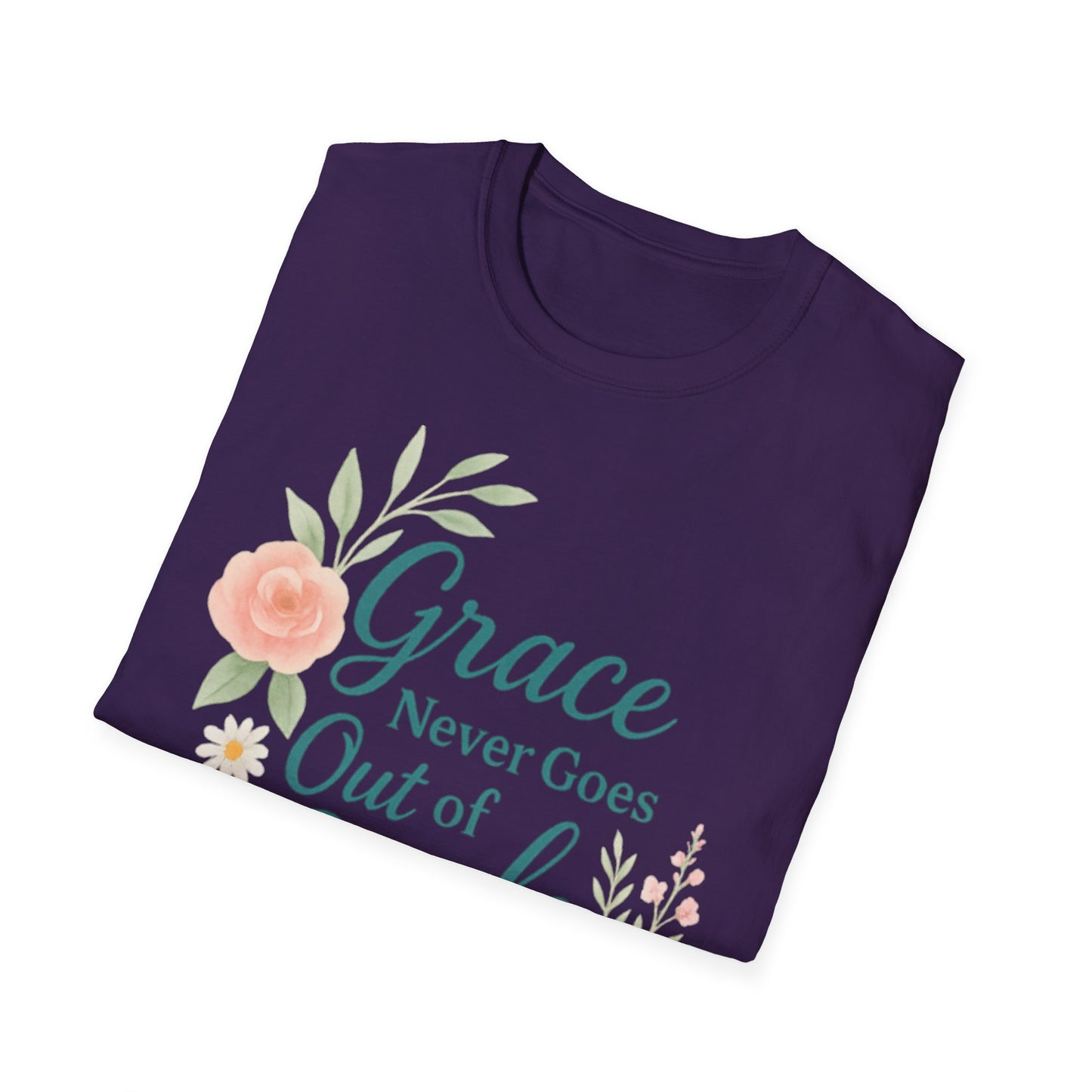 Grace Never Goes Out of Style - Floral Quote T-Shirt