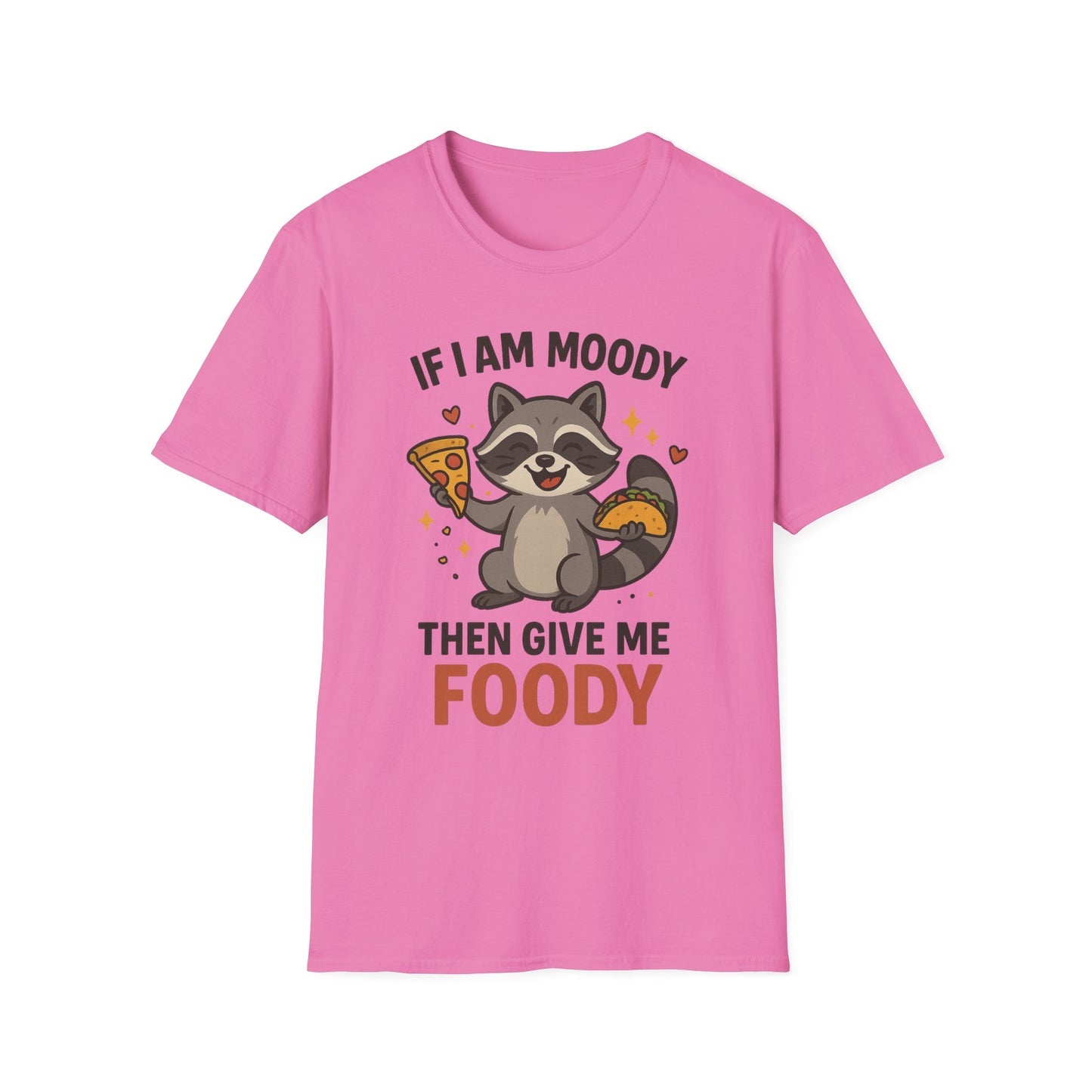 Funny Moody Raccoon T-Shirt - 'If I Am Moody Then Give Me Foody'