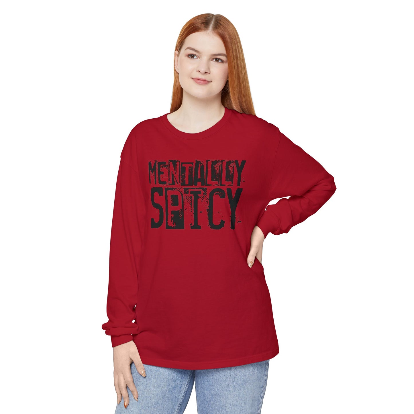 Mentally Spicy - Long Sleeve Tee - Fun Graphic Shirt for Casual Wear, Gift for Friends, Quirky Apparel for Everyday Comfort, [...]