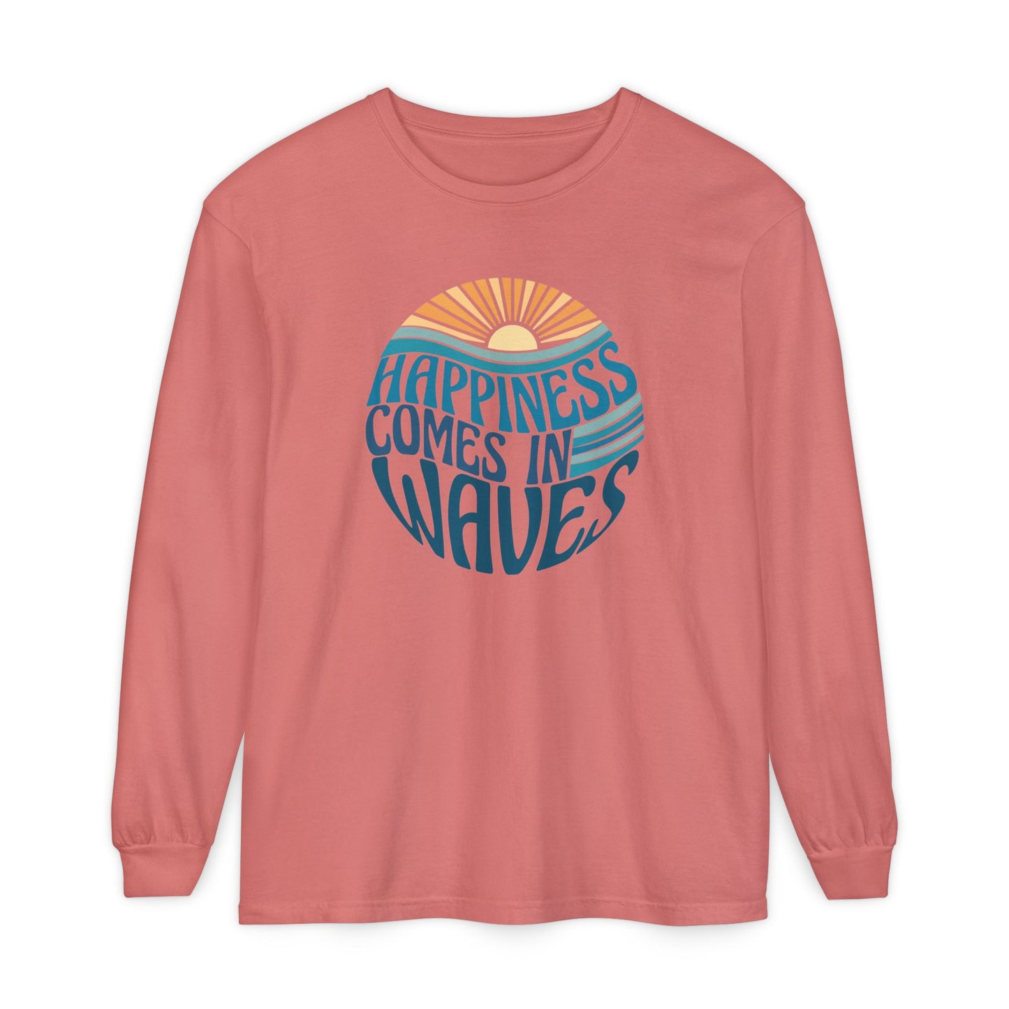 Happiness Comes in Waves Tee, Beachwear, Casual Outfit, Gift for Ocean Lovers, Summer Apparel