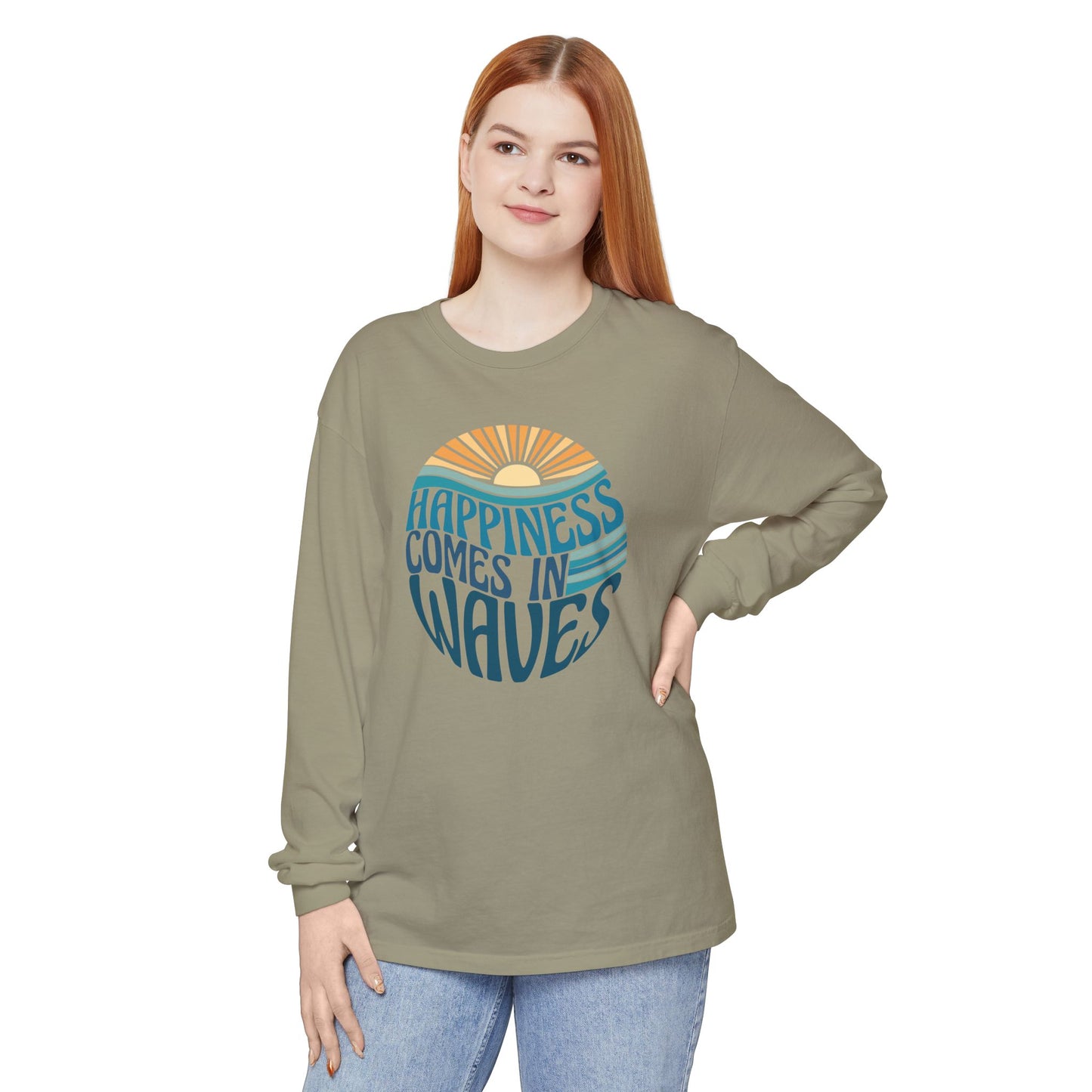 Happiness Comes in Waves Tee, Beachwear, Casual Outfit, Gift for Ocean Lovers, Summer Apparel