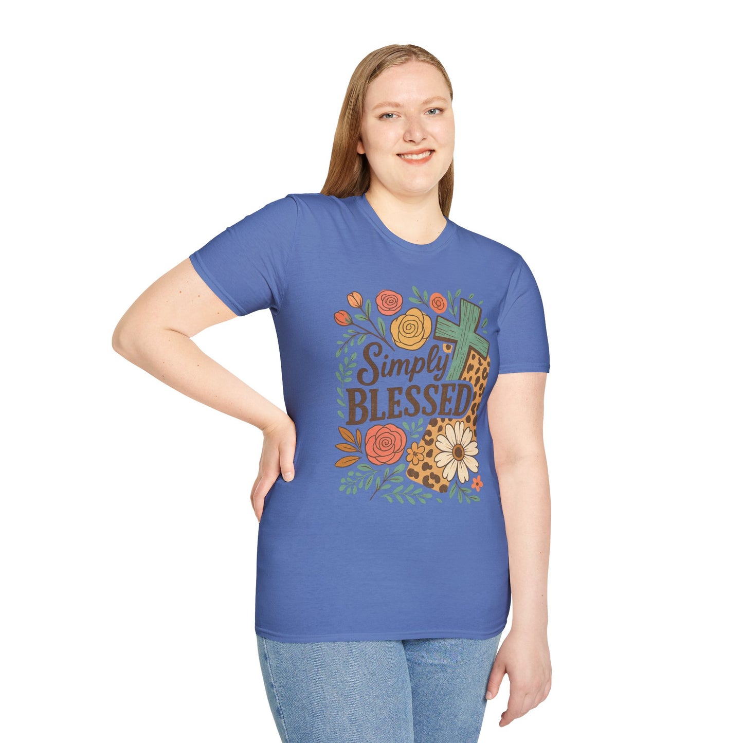 Simply Blessed Unisex Softstyle T-Shirt, Faith Shirt, Casual Gift, Christian Apparel, Spring Fashion, Inspirational Tee