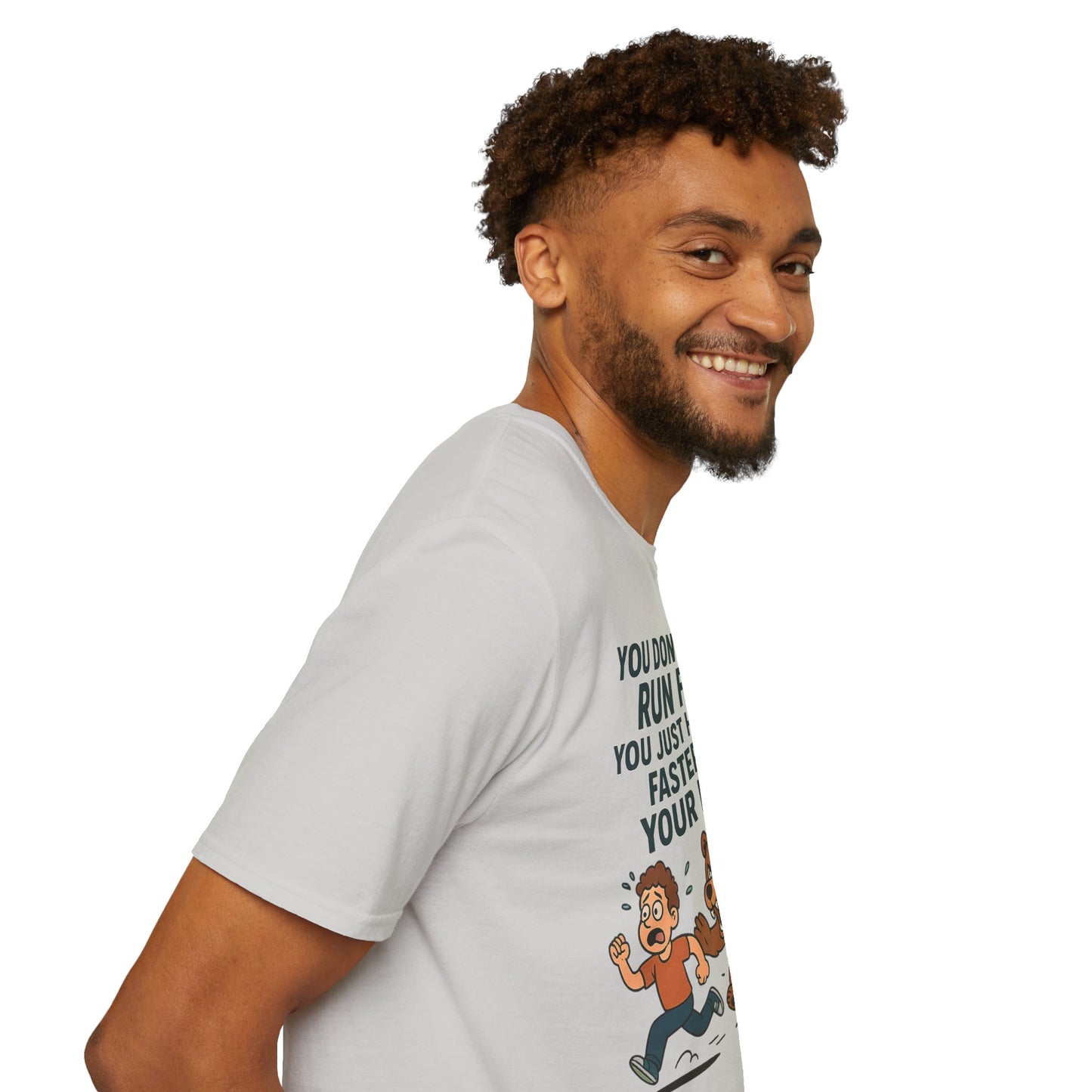 Funny Unisex Softstyle T-Shirt - "Run Faster Than Your Friend" Graphic