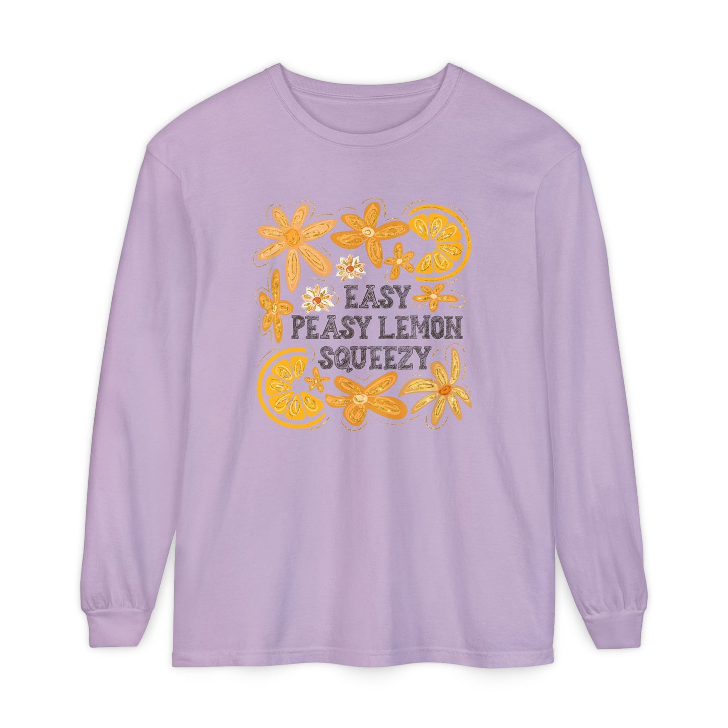 Easy Peasy Lemon Squeezy Long Sleeve T-Shirt, Unisex Apparel, Funny Graphic Tee, Gift for Citrus Lovers, Cozy Casual Wear