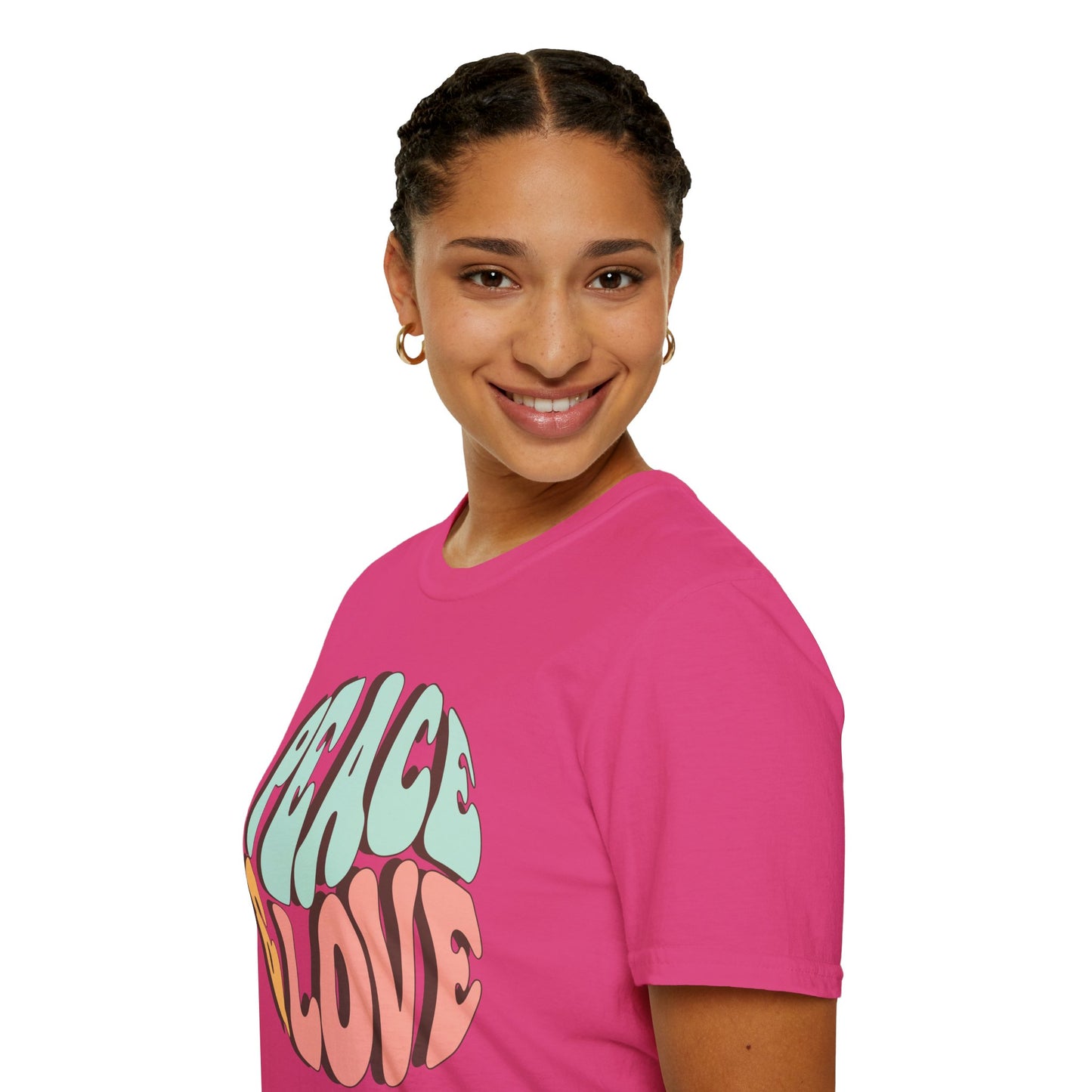 Peace & Love Unisex Softstyle T-Shirt - Retro Vibe for Casual Outings