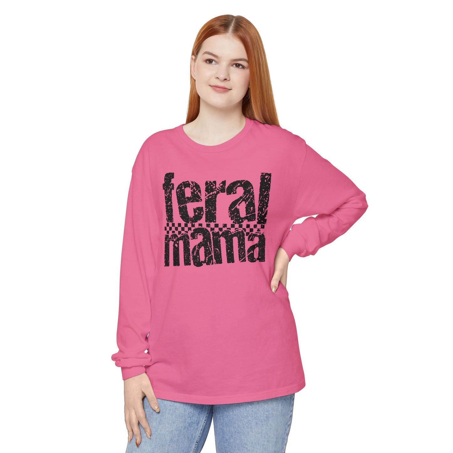Feral Mama Long Sleeve T-Shirt - Stylish Casual Wear, Great for Moms, Gifts for Mother's Day, Birthday Apparel, Everyday Comfort