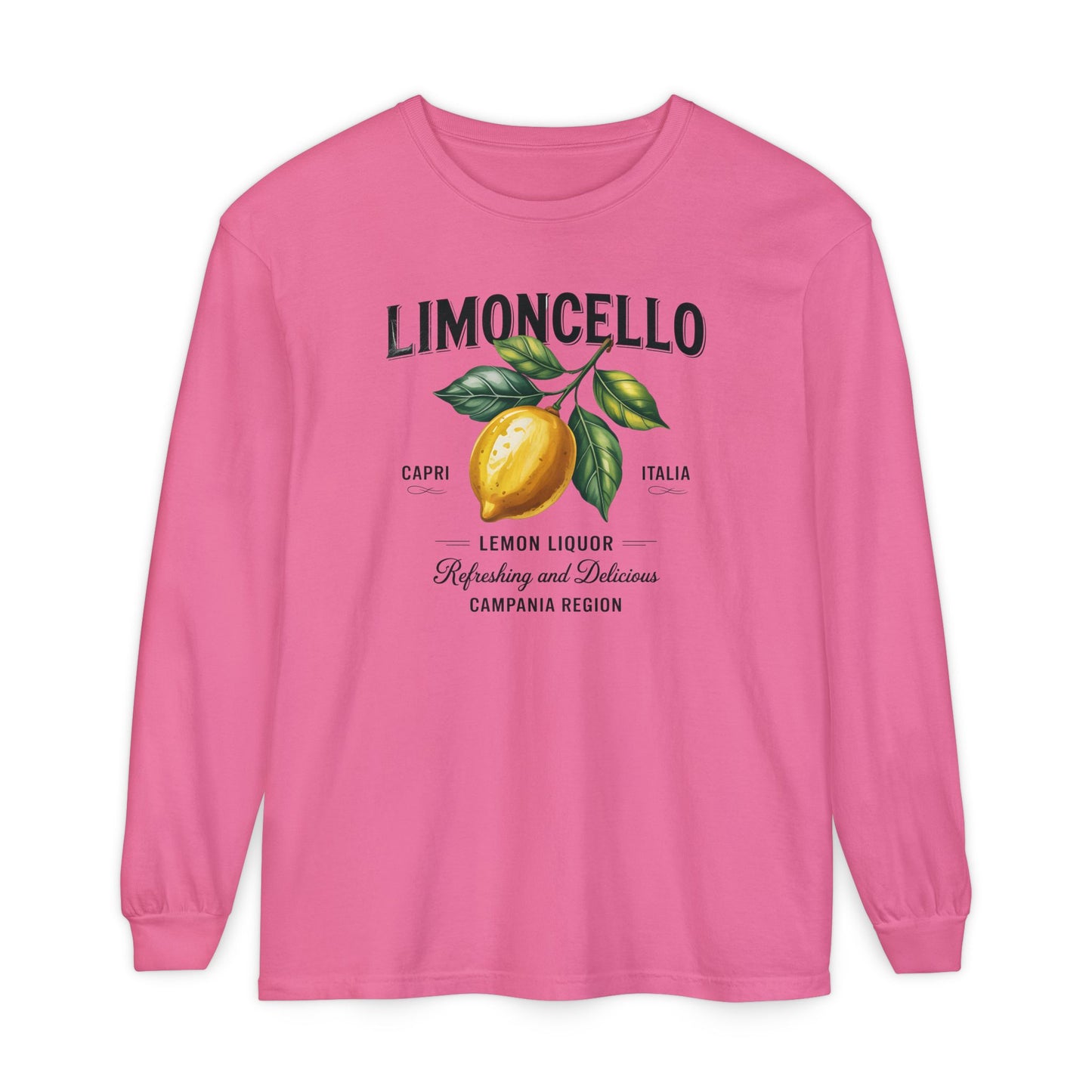 Limoncello Long Sleeve Tee, Easygoing Style, Perfect for Summer Gatherings, Gift for Lemon Lovers, Relaxed Fit T-Shirt
