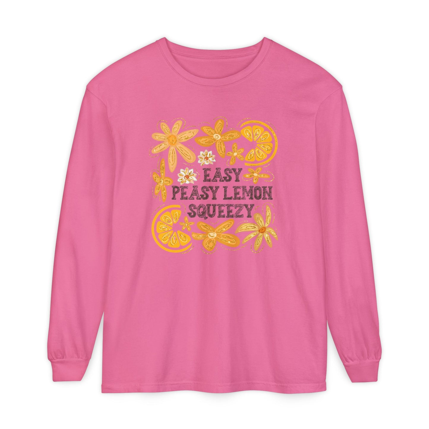 Easy Peasy Lemon Squeezy Long Sleeve T-Shirt, Unisex Apparel, Funny Graphic Tee, Gift for Citrus Lovers, Cozy Casual Wear