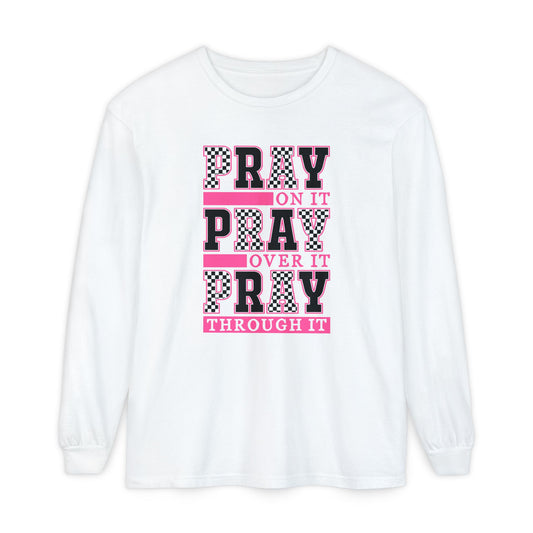 Pray Themed Long Sleeve T-Shirt, Spiritual Apparel, Prayer Shirt, Faith-Based Gift, Comfort Wear, Mindfulness Clothing