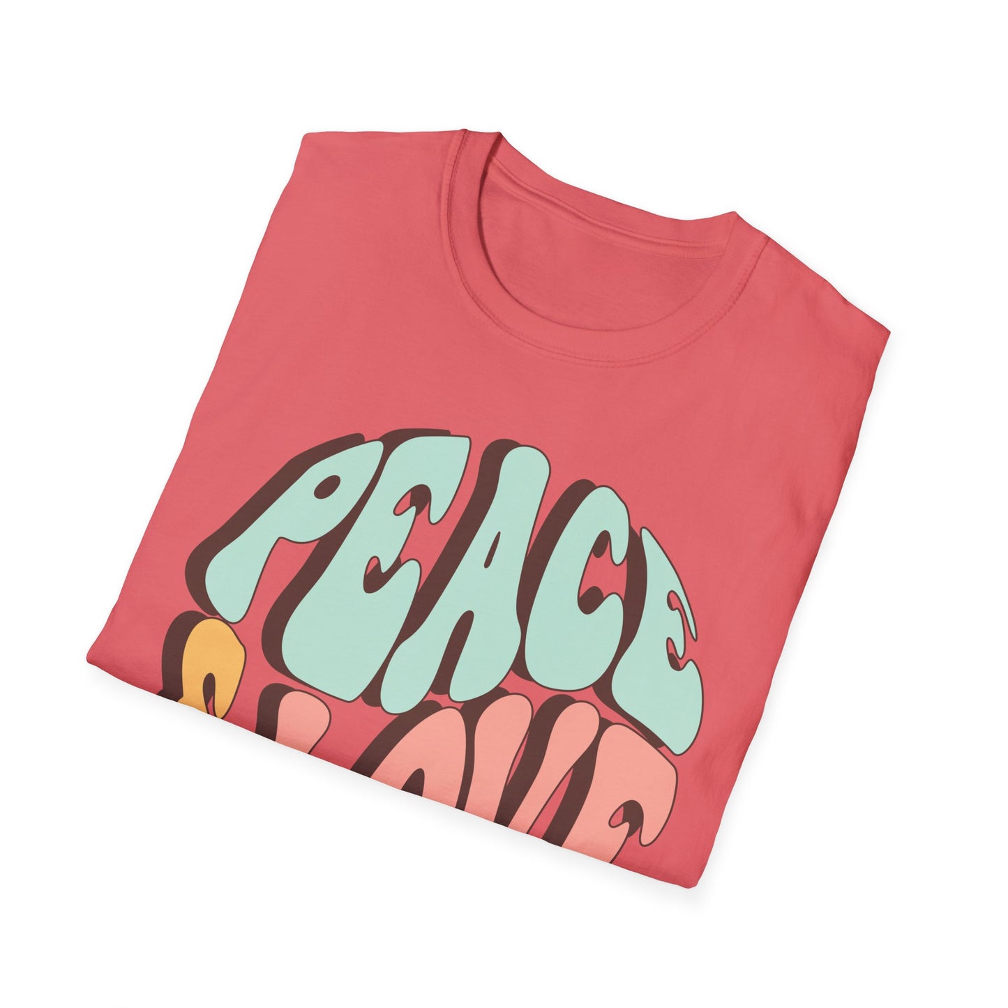 Peace & Love Unisex Softstyle T-Shirt - Retro Vibe for Casual Outings
