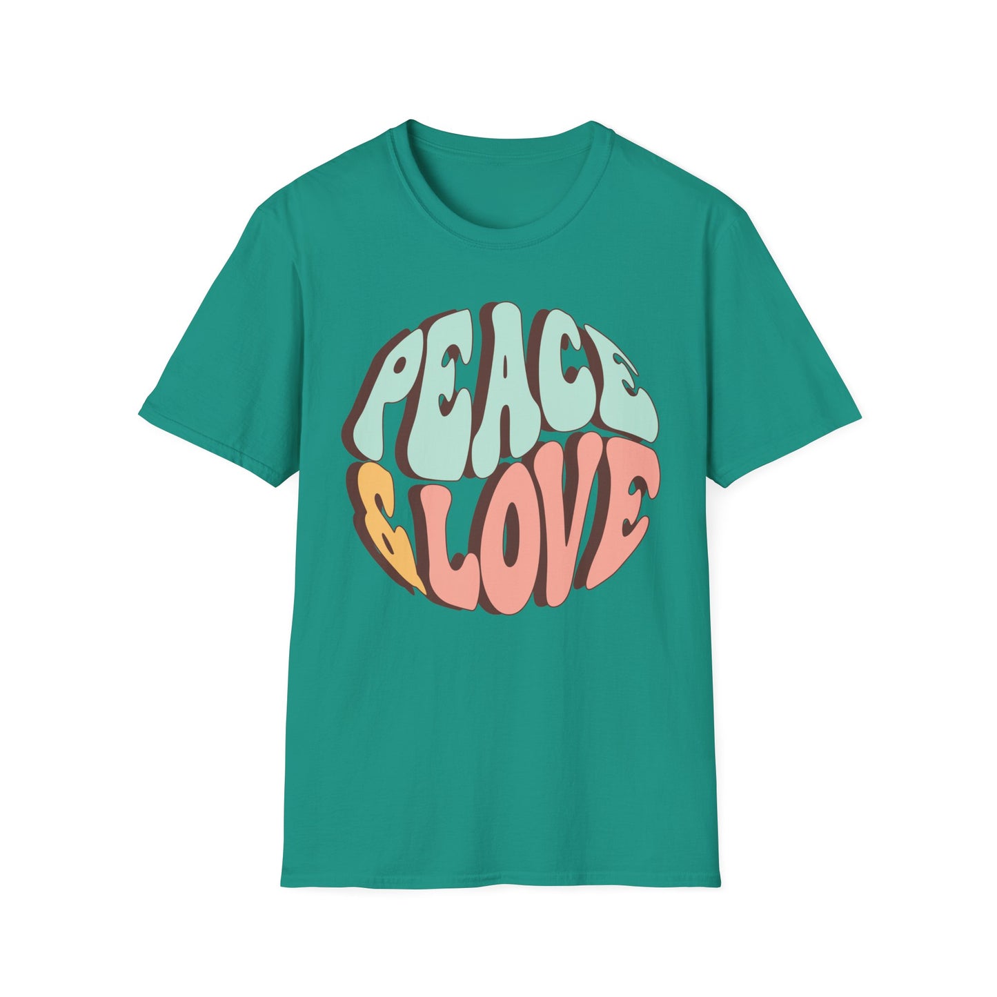 Peace & Love Unisex Softstyle T-Shirt - Retro Vibe for Casual Outings