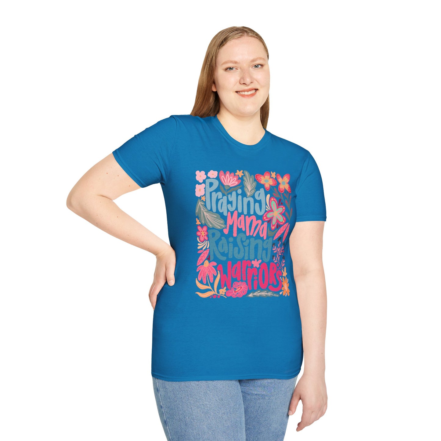 Praying Mama Raising Warriors T-Shirt | Unisex Softstyle Tee for Moms