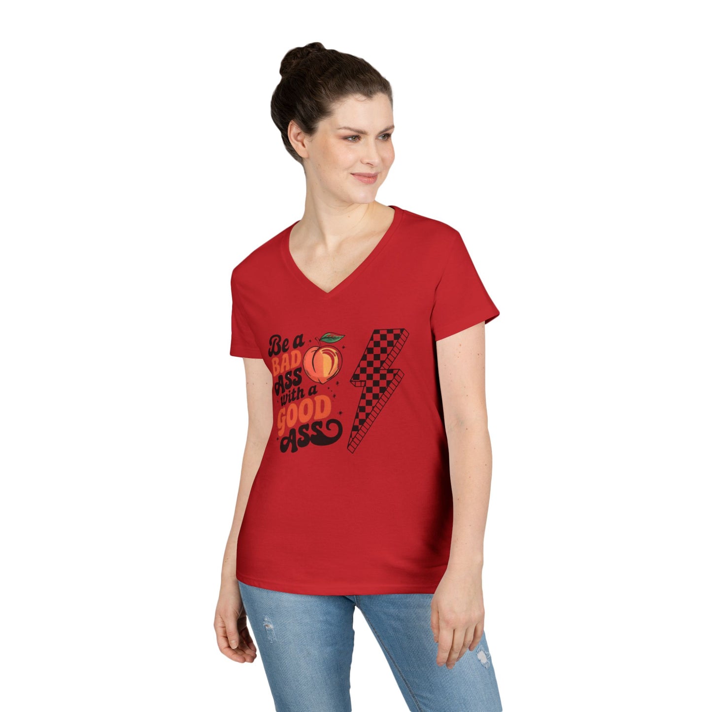 Be a Badass Ladies' V-Neck T-Shirt - Fun and Empowering Graphic Tee