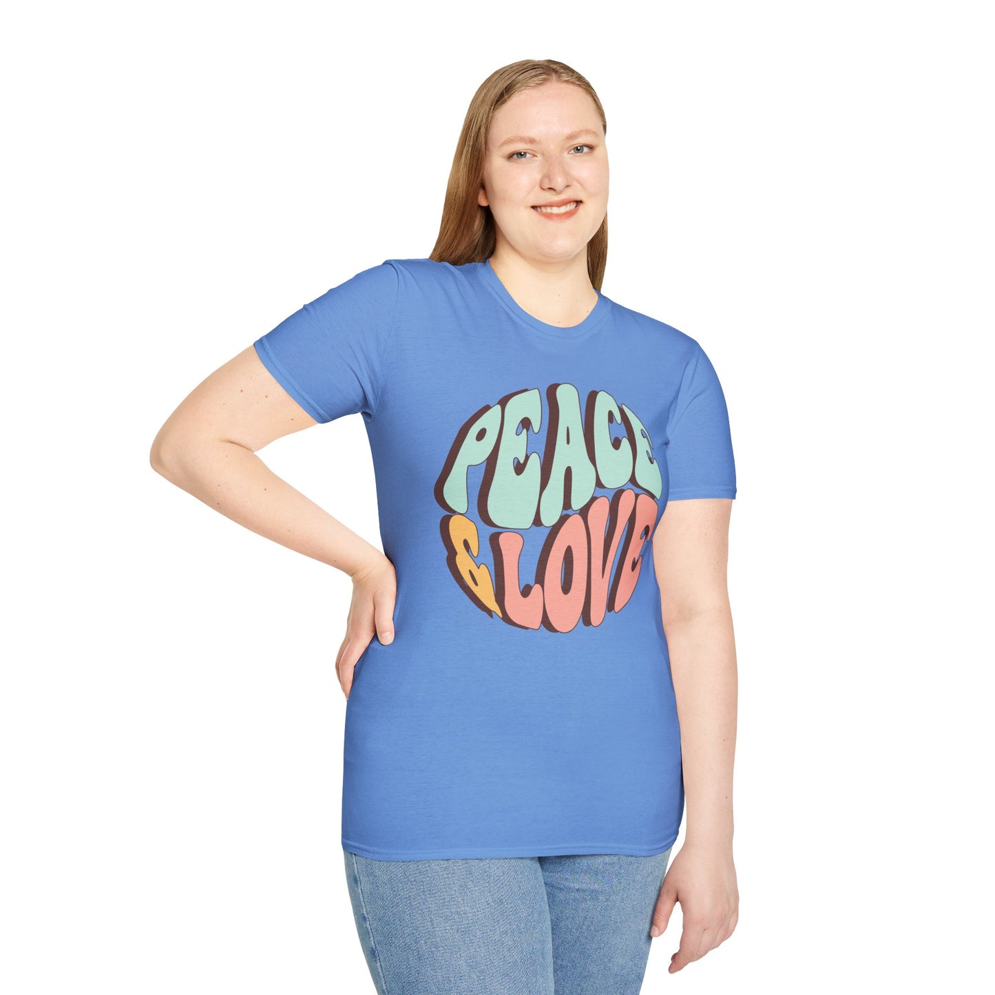 Peace & Love Unisex Softstyle T-Shirt - Retro Vibe for Casual Outings