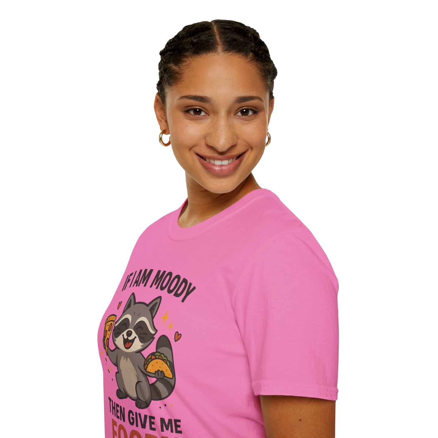 Funny Moody Raccoon T-Shirt - 'If I Am Moody Then Give Me Foody'