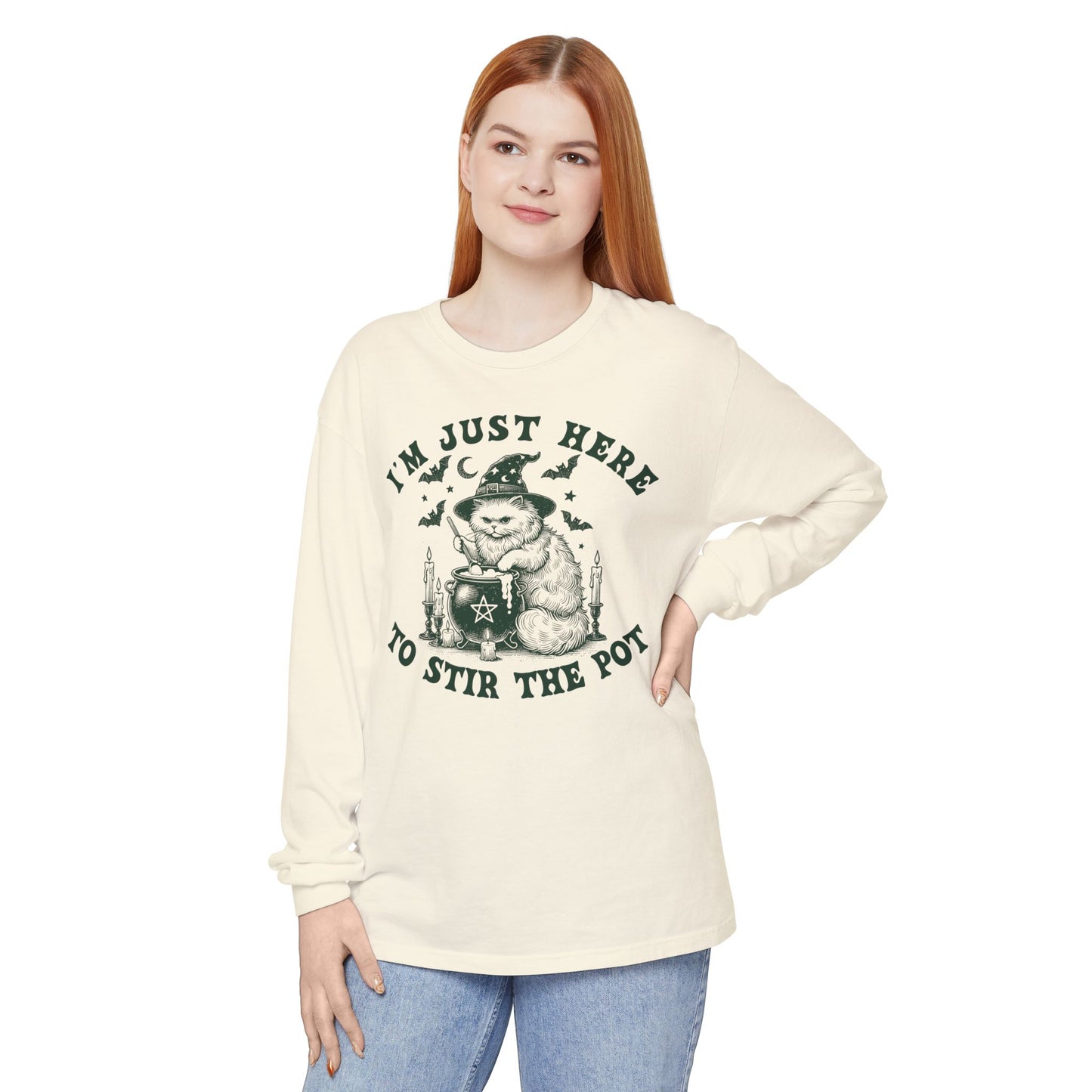 Cozy Witchy Long Sleeve T-Shirt, Halloween Tee, Gift for Friends, Unisex Graphic Shirt, Fun Casual Wear, Magical Humor Apparel