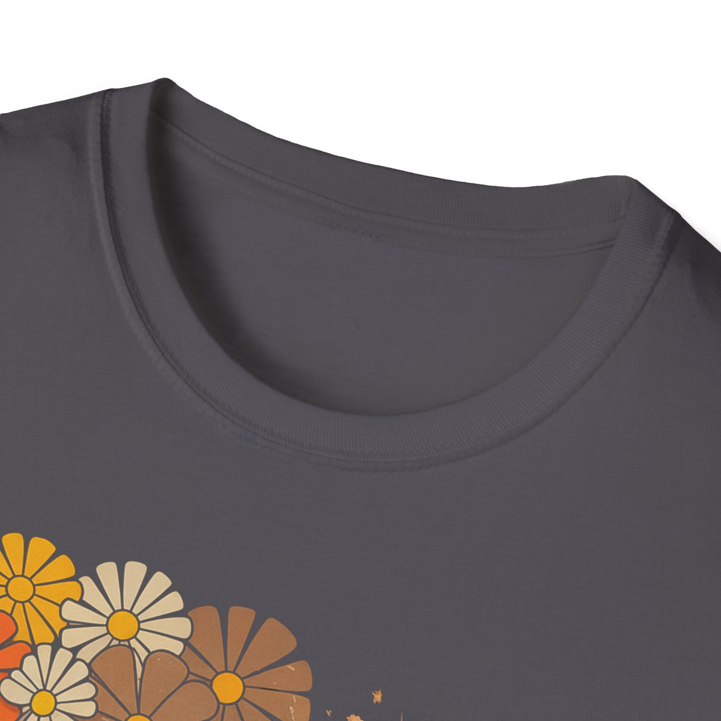 Retro Floral Smiley T-Shirt | Unisex Graphic Tee for Casual Wear, Gift for Friends, Summer Vibes, Self-Care, Birthday Present