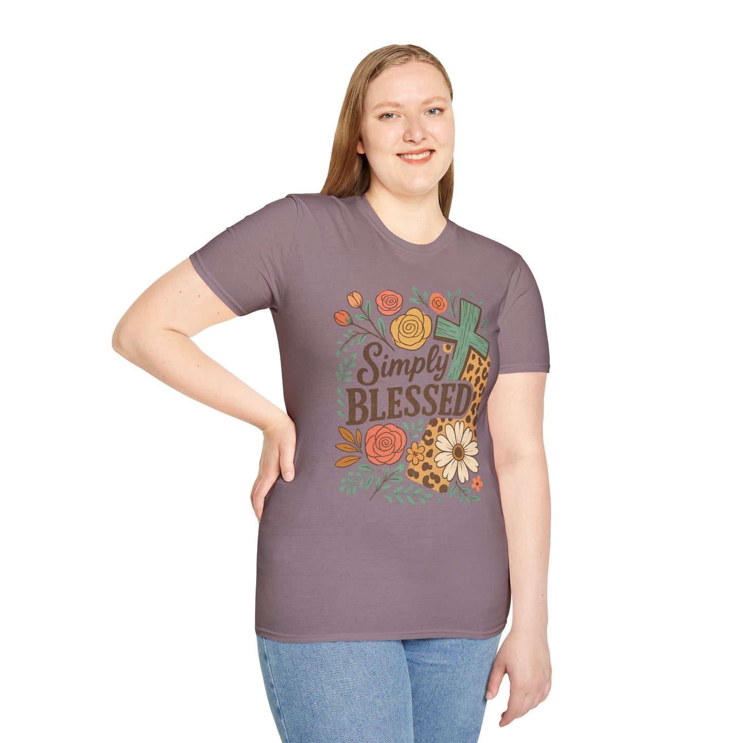 Simply Blessed Unisex Softstyle T-Shirt, Faith Shirt, Casual Gift, Christian Apparel, Spring Fashion, Inspirational Tee