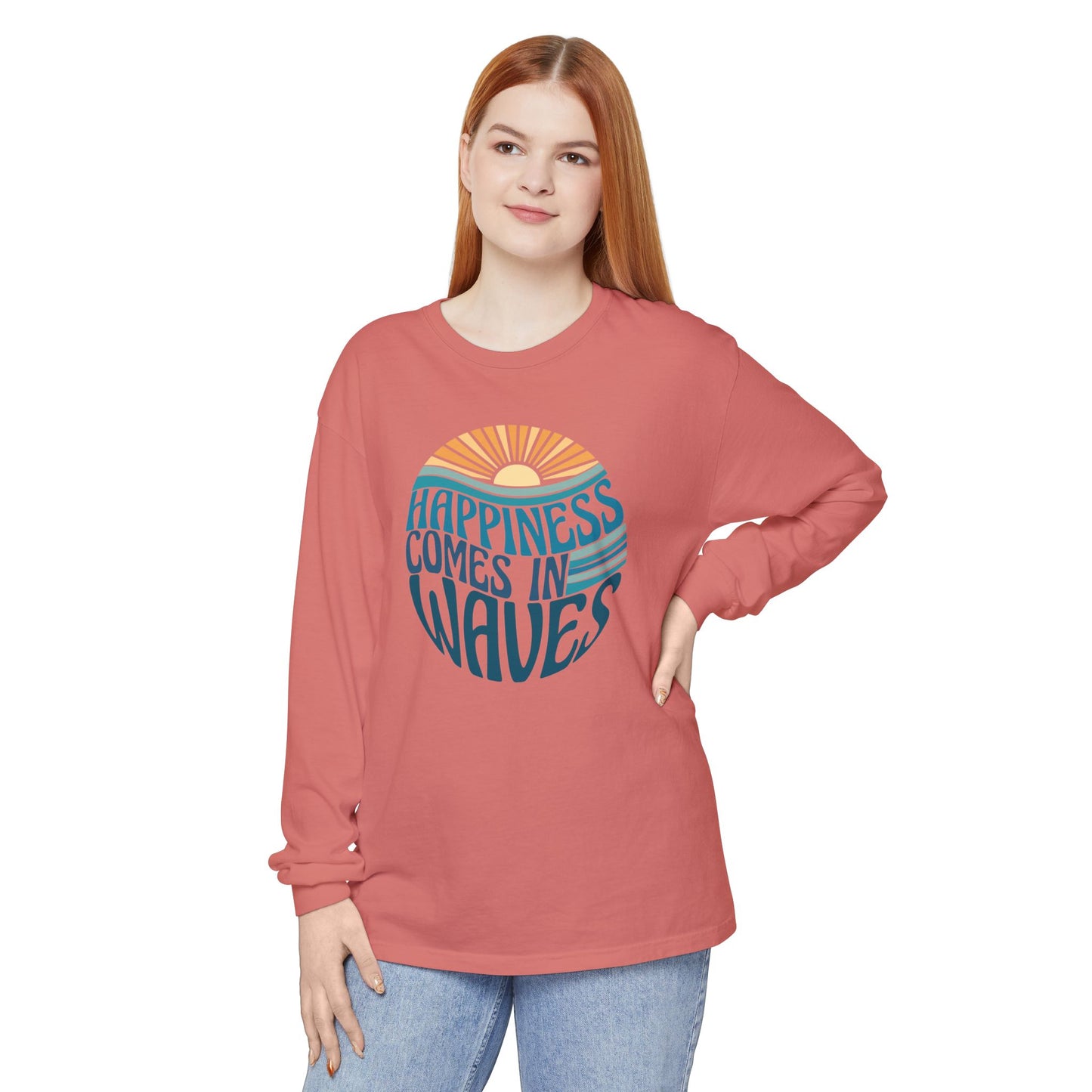 Happiness Comes in Waves Tee, Beachwear, Casual Outfit, Gift for Ocean Lovers, Summer Apparel
