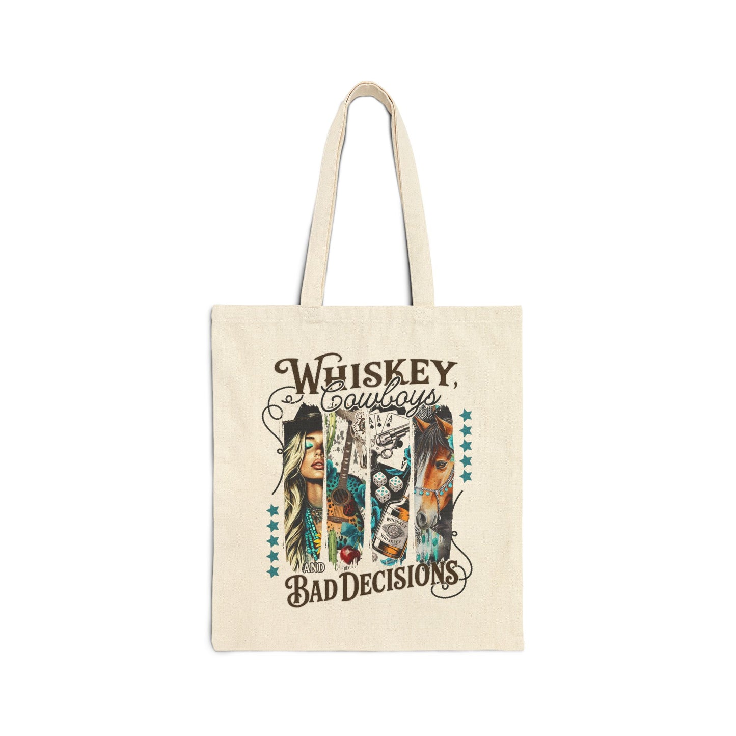 Whiskey Tote Bag - Bad Decisions Cotton Canvas Carryall, Perfect for Beach Trips, Shopping, Festivals, Eco-Friendly Gift